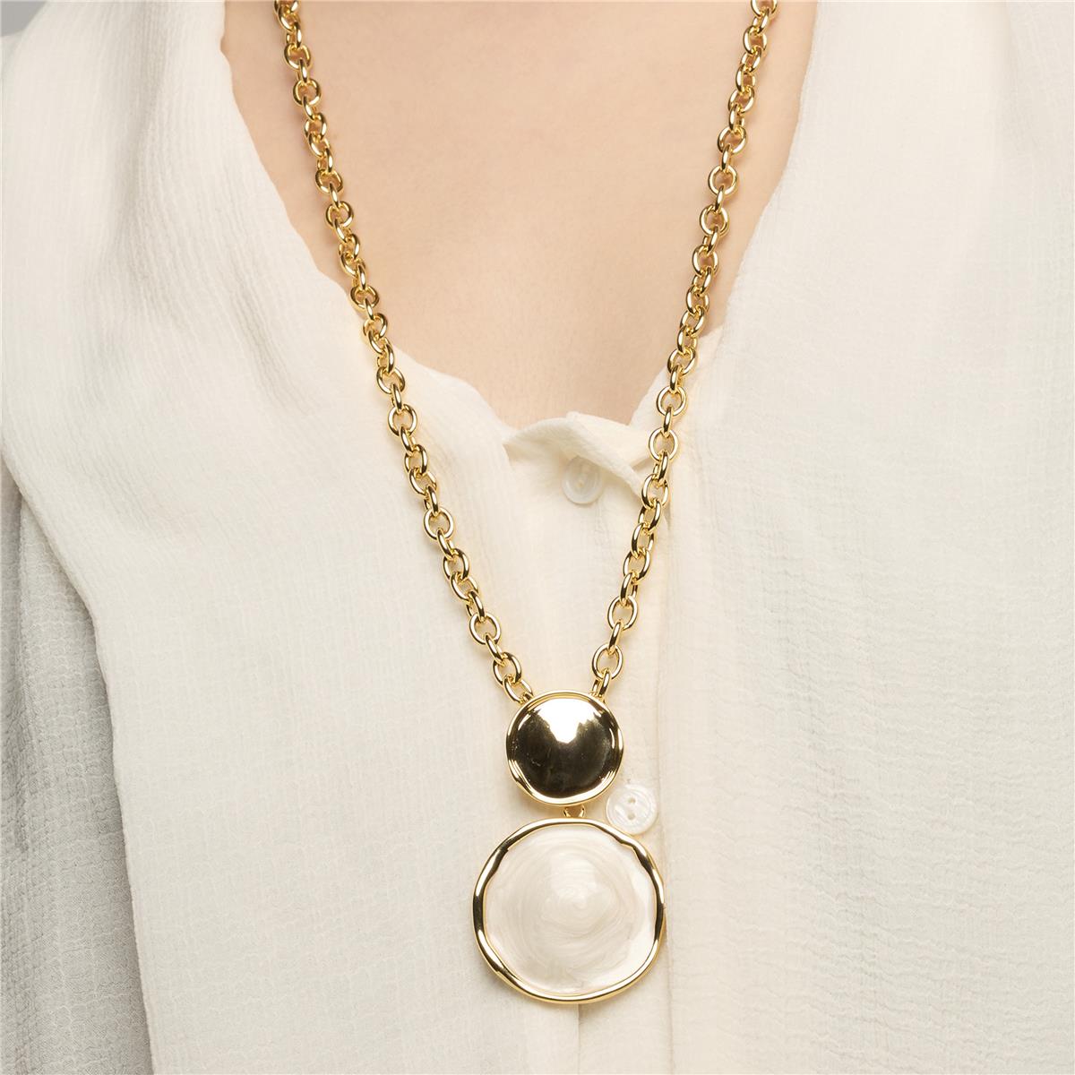18k Yellow Gold and White Lacquer Necklace - Talorzi