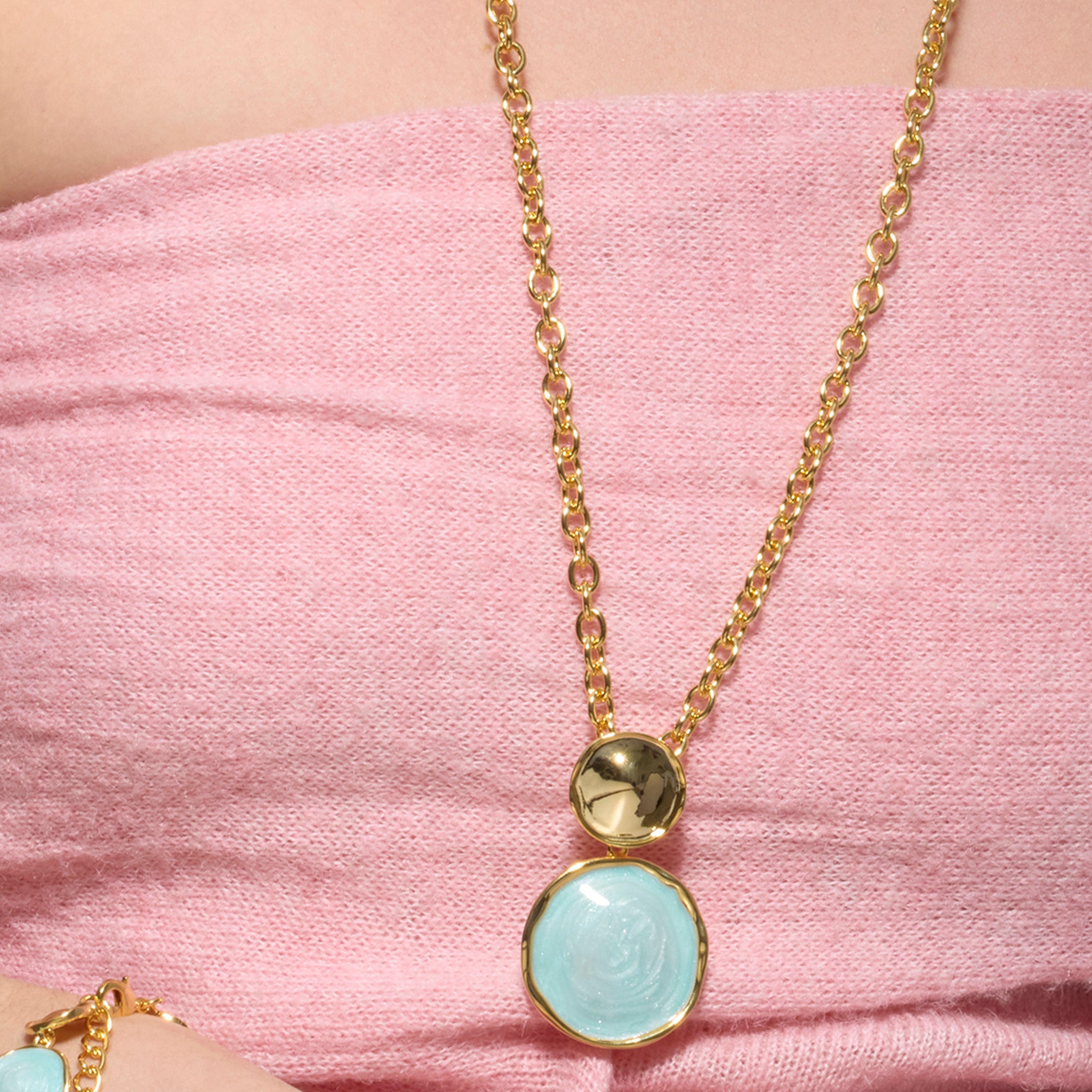 Talorzi Necklace in Blue Lacquer with 18k Yellow Gold Finish