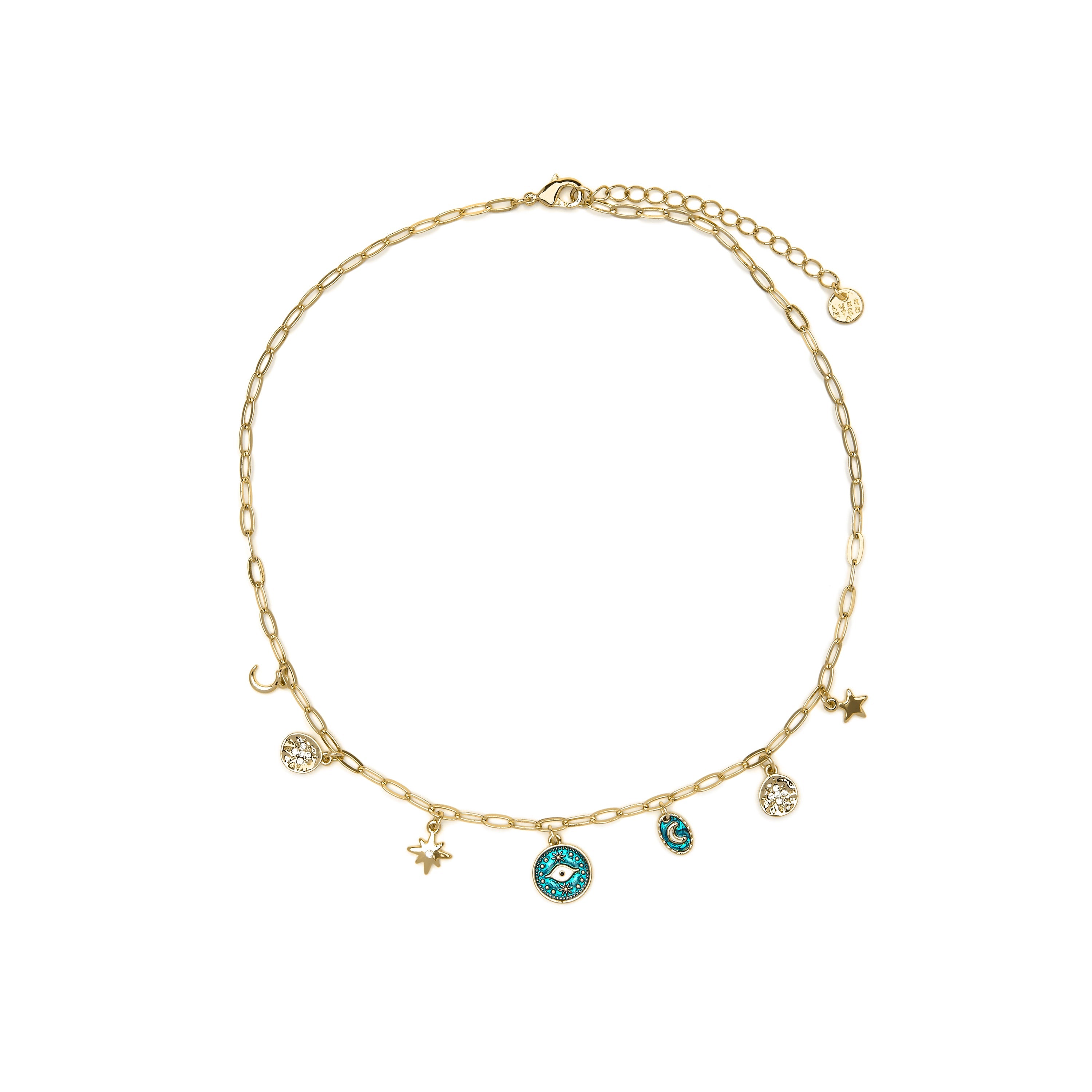 18k yellow gold and blue resin finish necklace - Wiwik