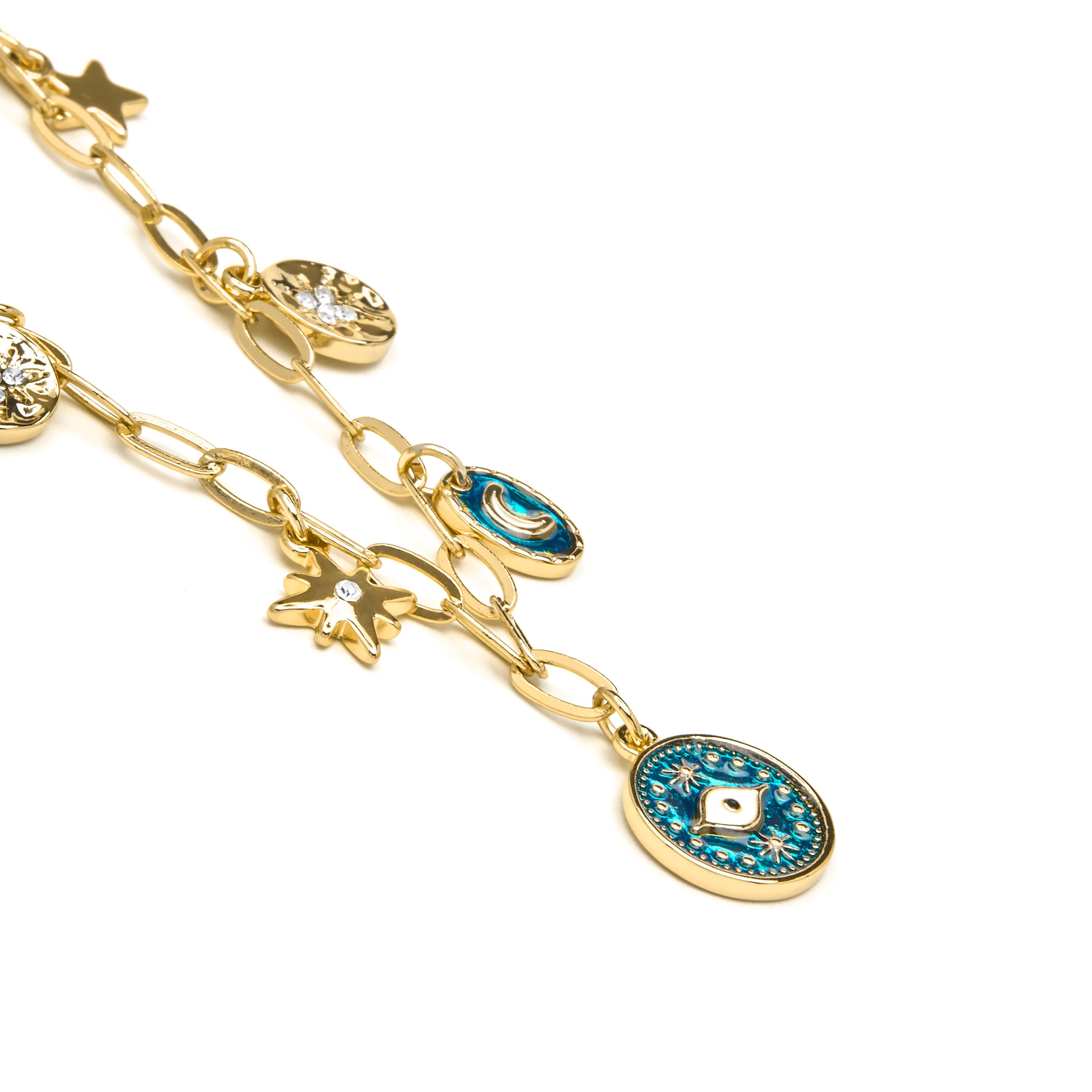 18k yellow gold and blue resin finish necklace - Wiwik