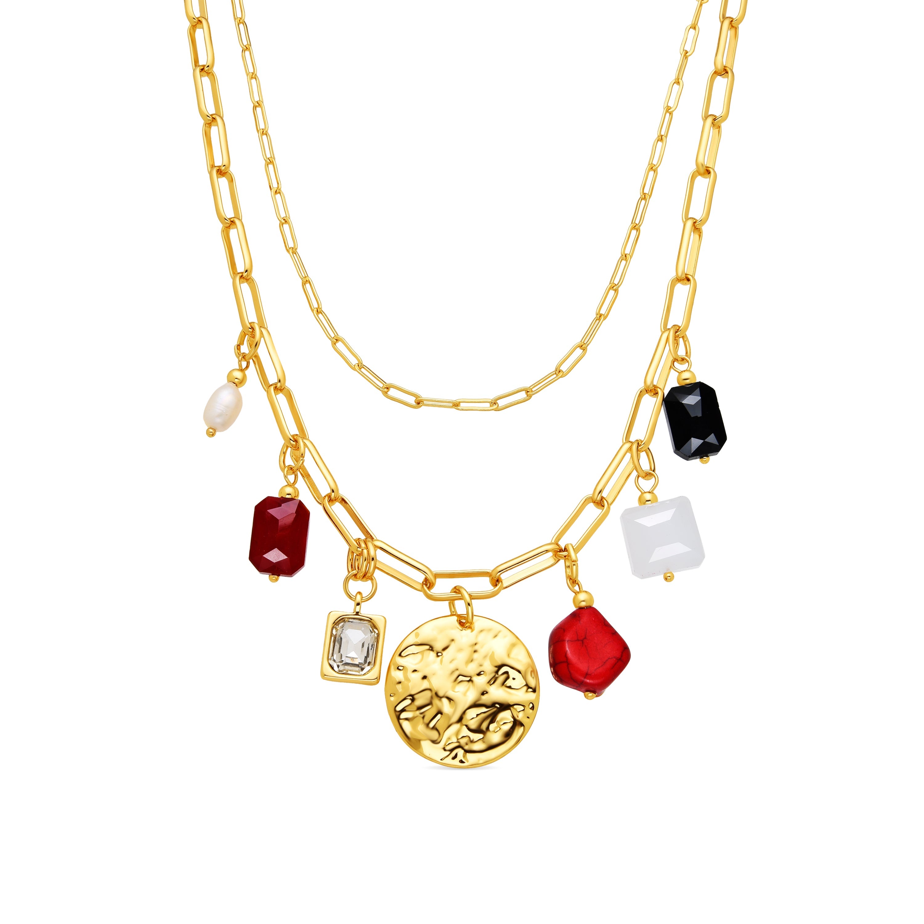 18k yellow gold and coral finish necklace - Lyho