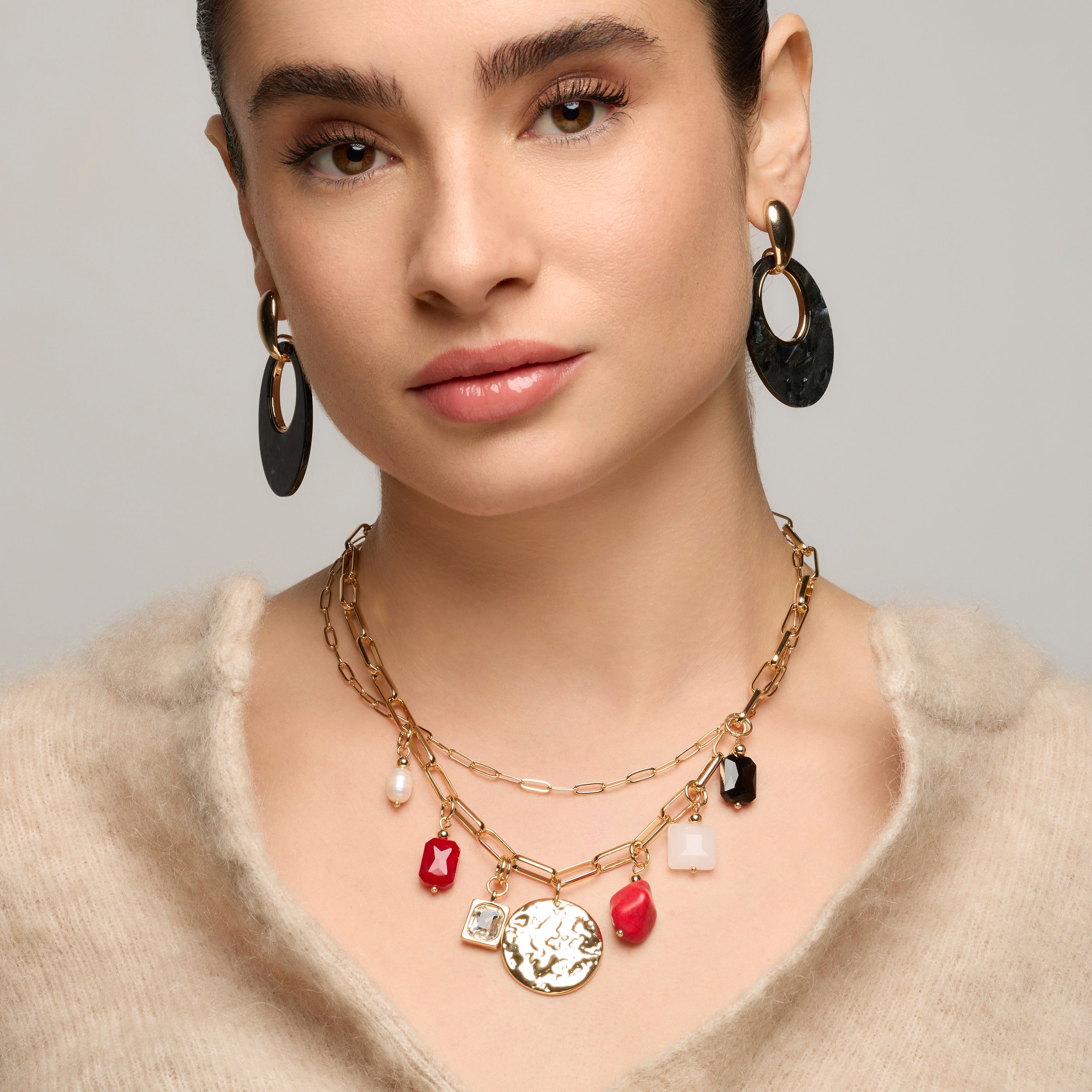 18k yellow gold and coral finish necklace - Lyho
