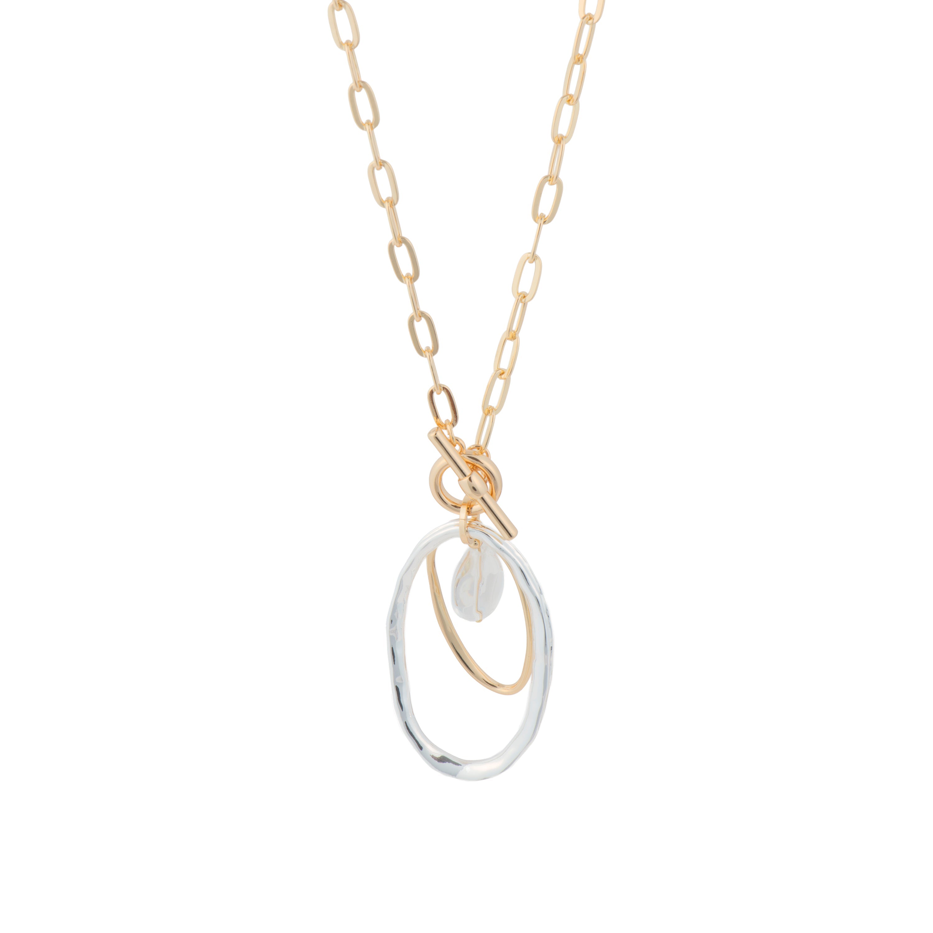 White Pearl Necklace finished in 18k yellow gold - Belefi