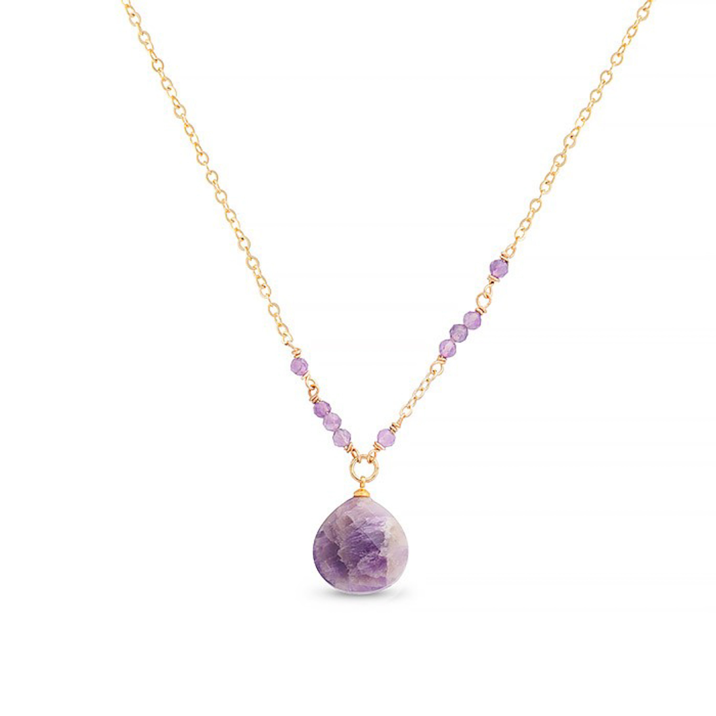 Natural Amethyst Necklace Finished in 18K Yellow Gold - Zoqoyi