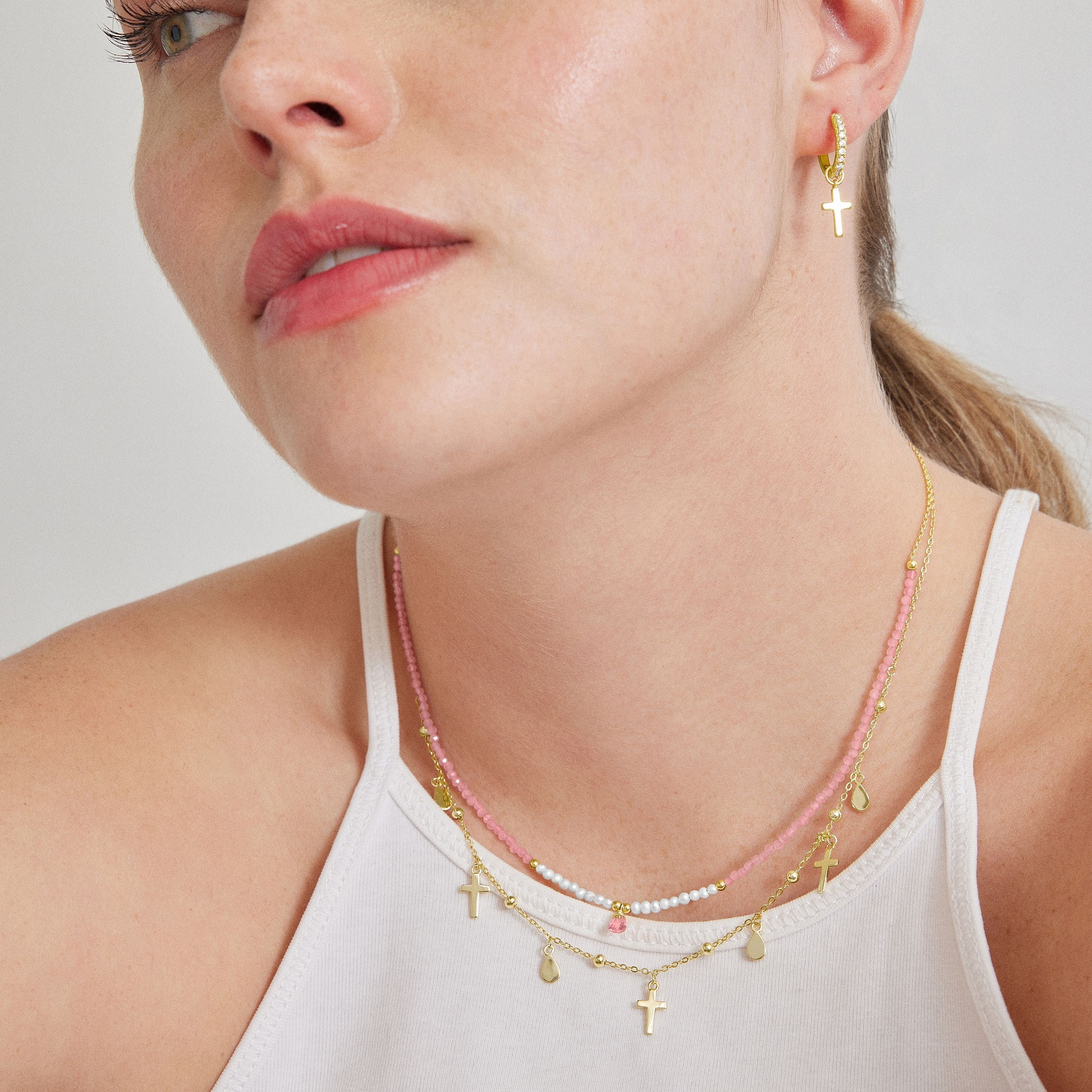 18K Yellow Gold-plated Pink Tourmaline Necklace - Athat