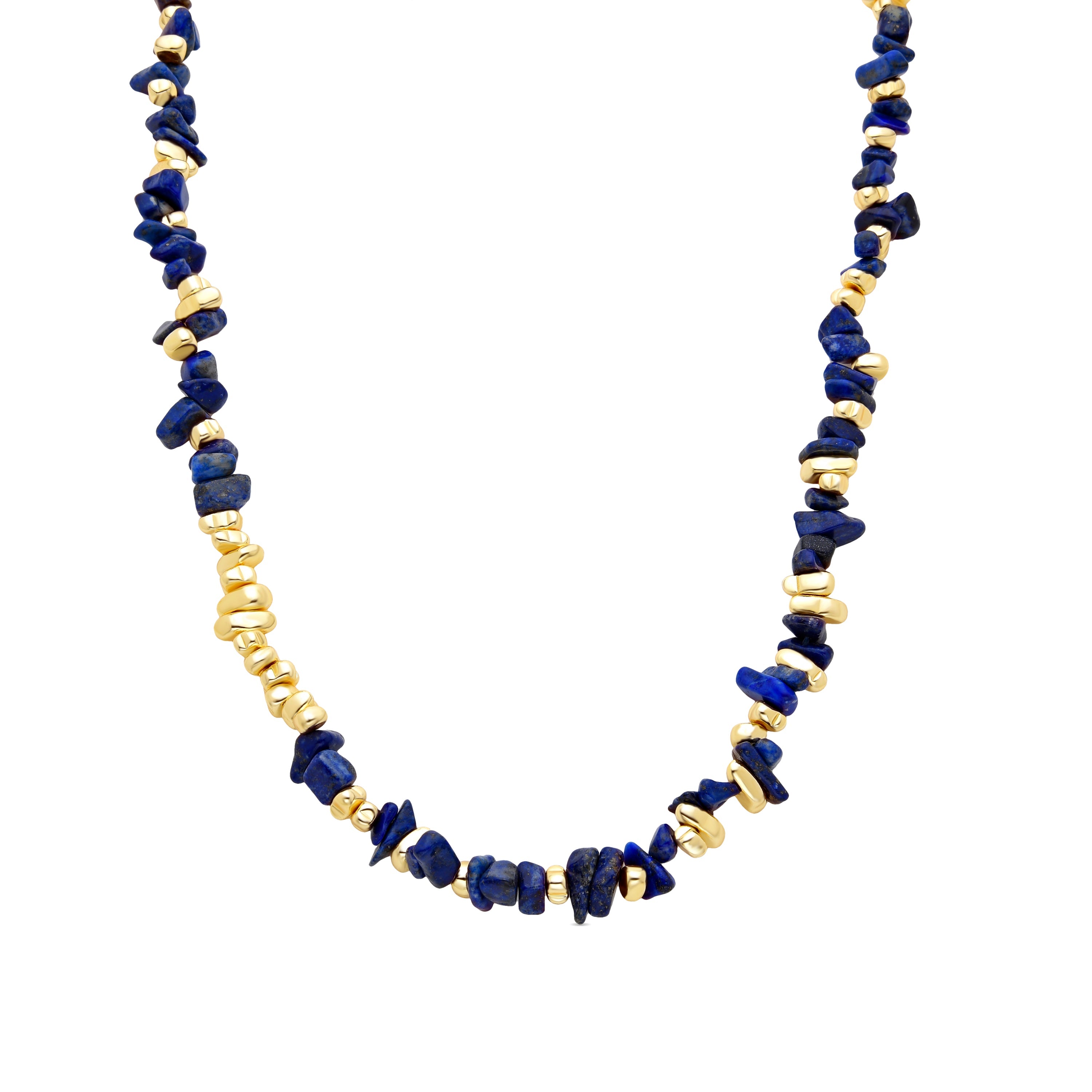 Natural Lapis Lazuli Necklace Finished in 18K Yellow Gold - Sygo