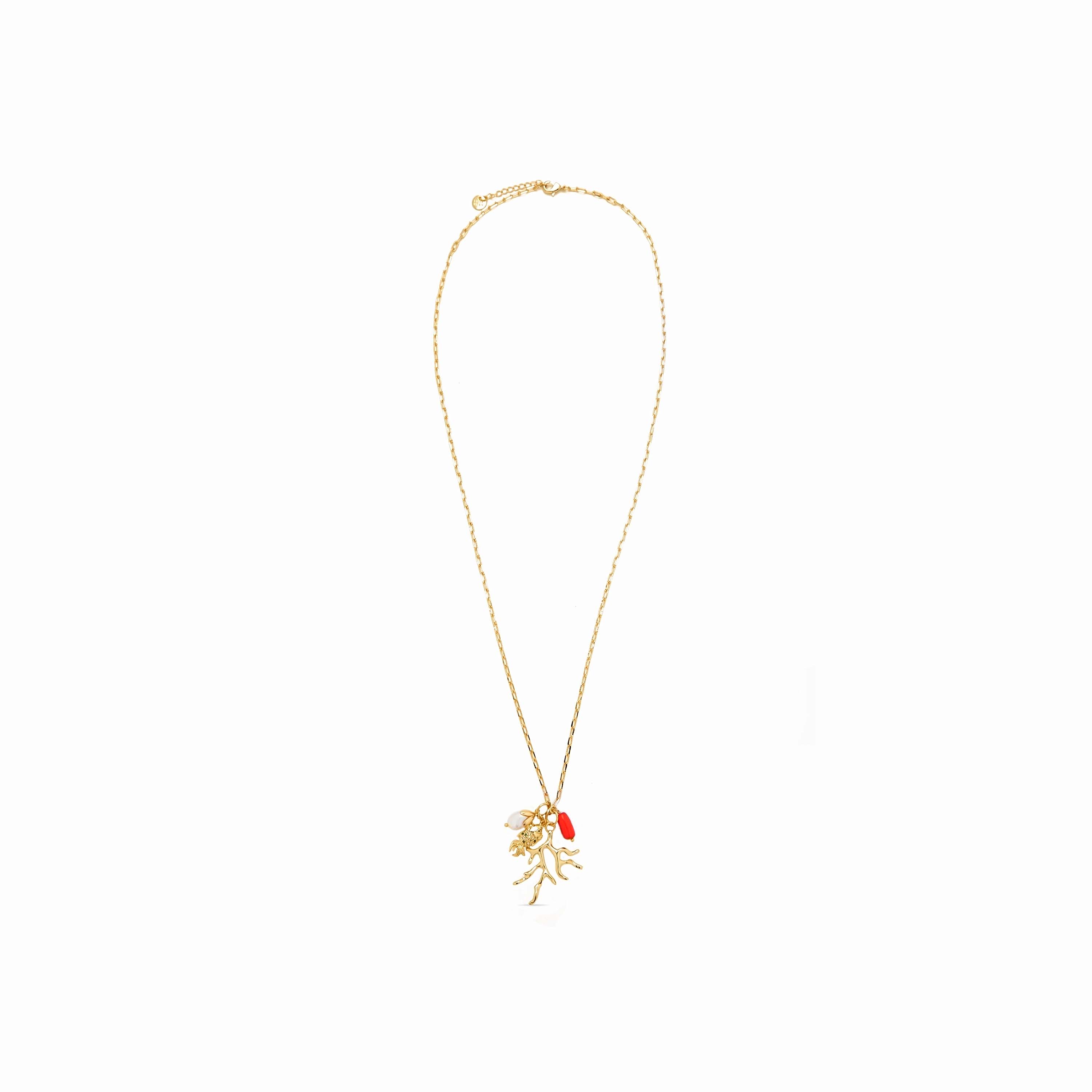 18K yellow gold-finished Coral Necklace - Sylwa