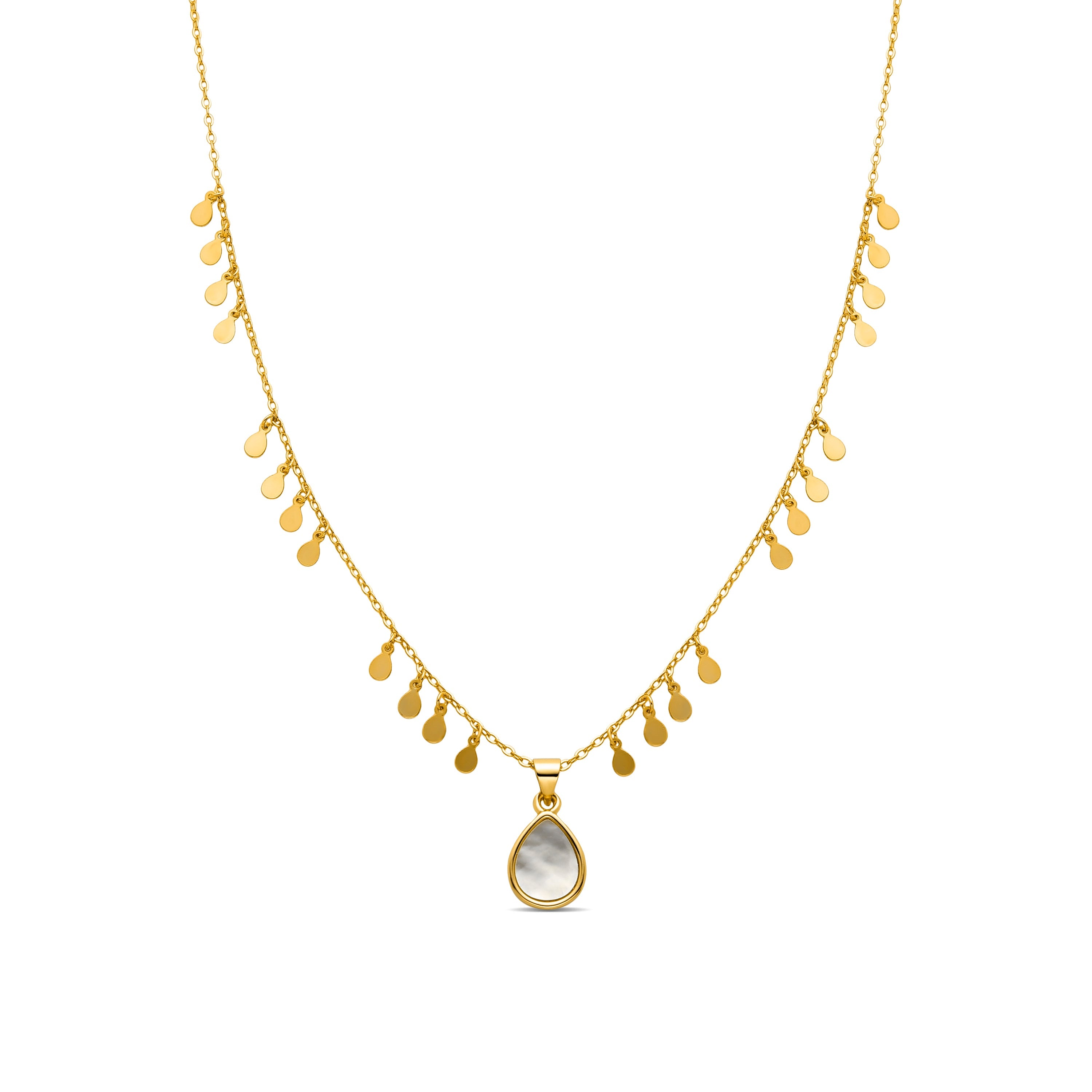 White Mother of Pearl Necklace finished in 18K yellow gold - Lain