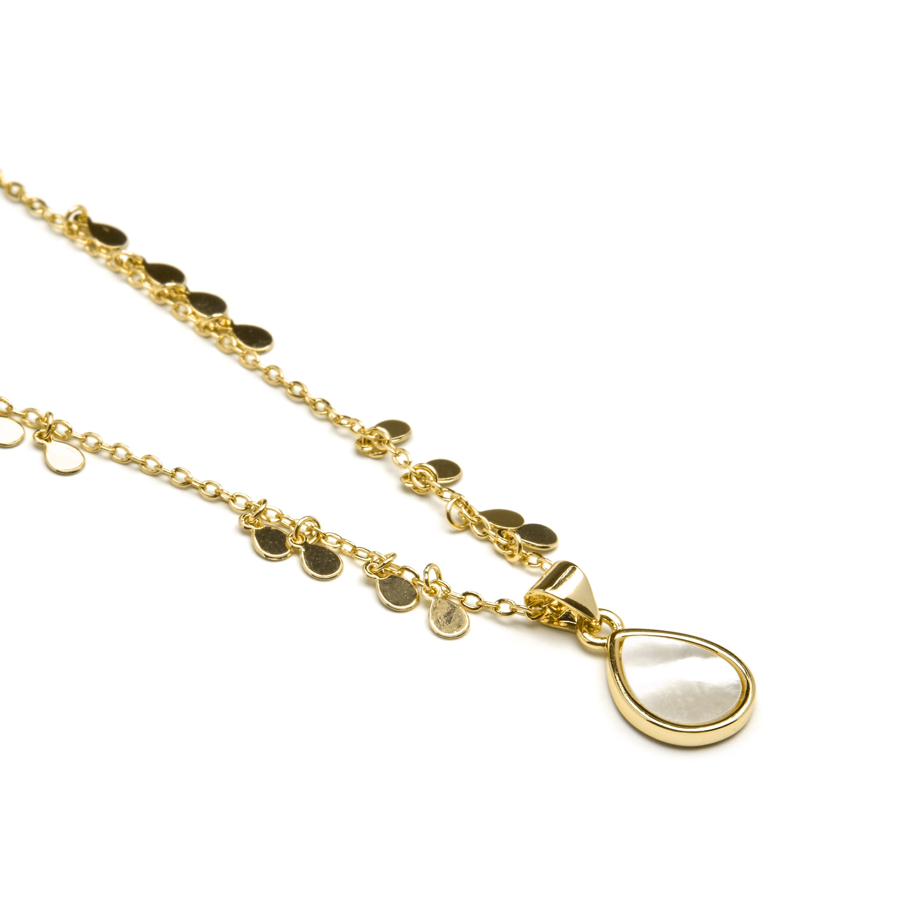 White Mother of Pearl Necklace finished in 18K yellow gold - Lain