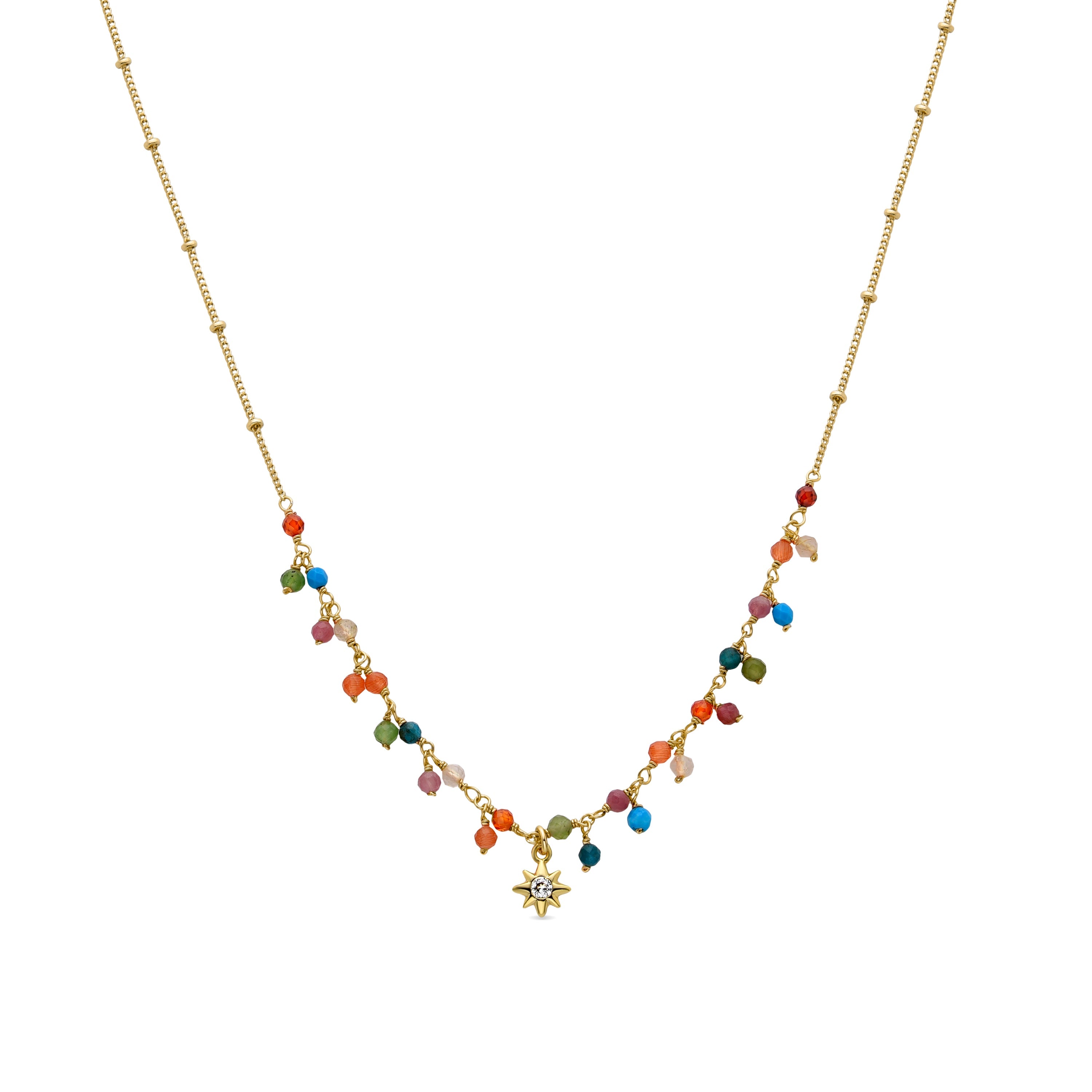 Collar de Cristal Multicolor acabado en oro amarillo 18K - Lision
