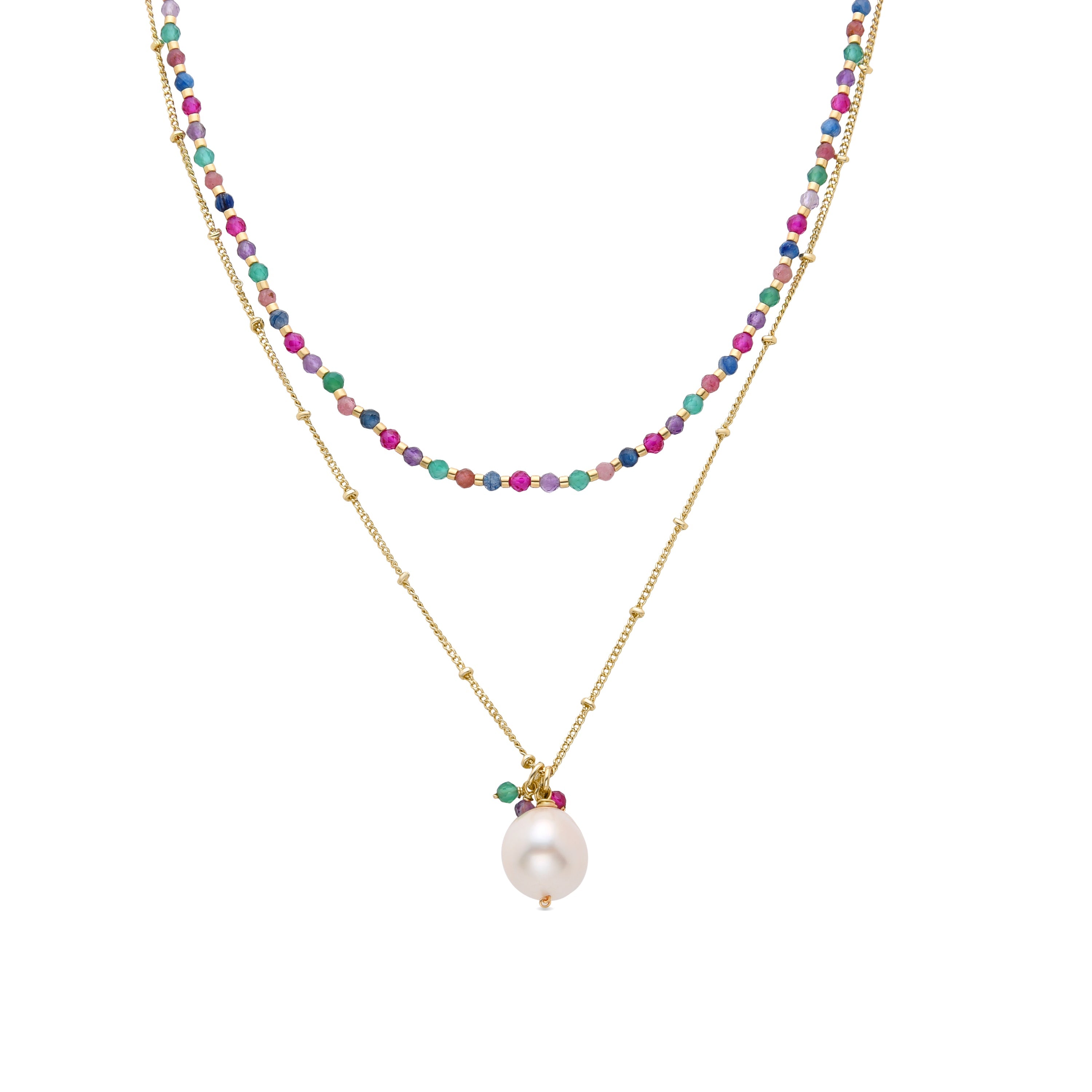 White Pearl Necklace finished in 18K yellow gold - Zain