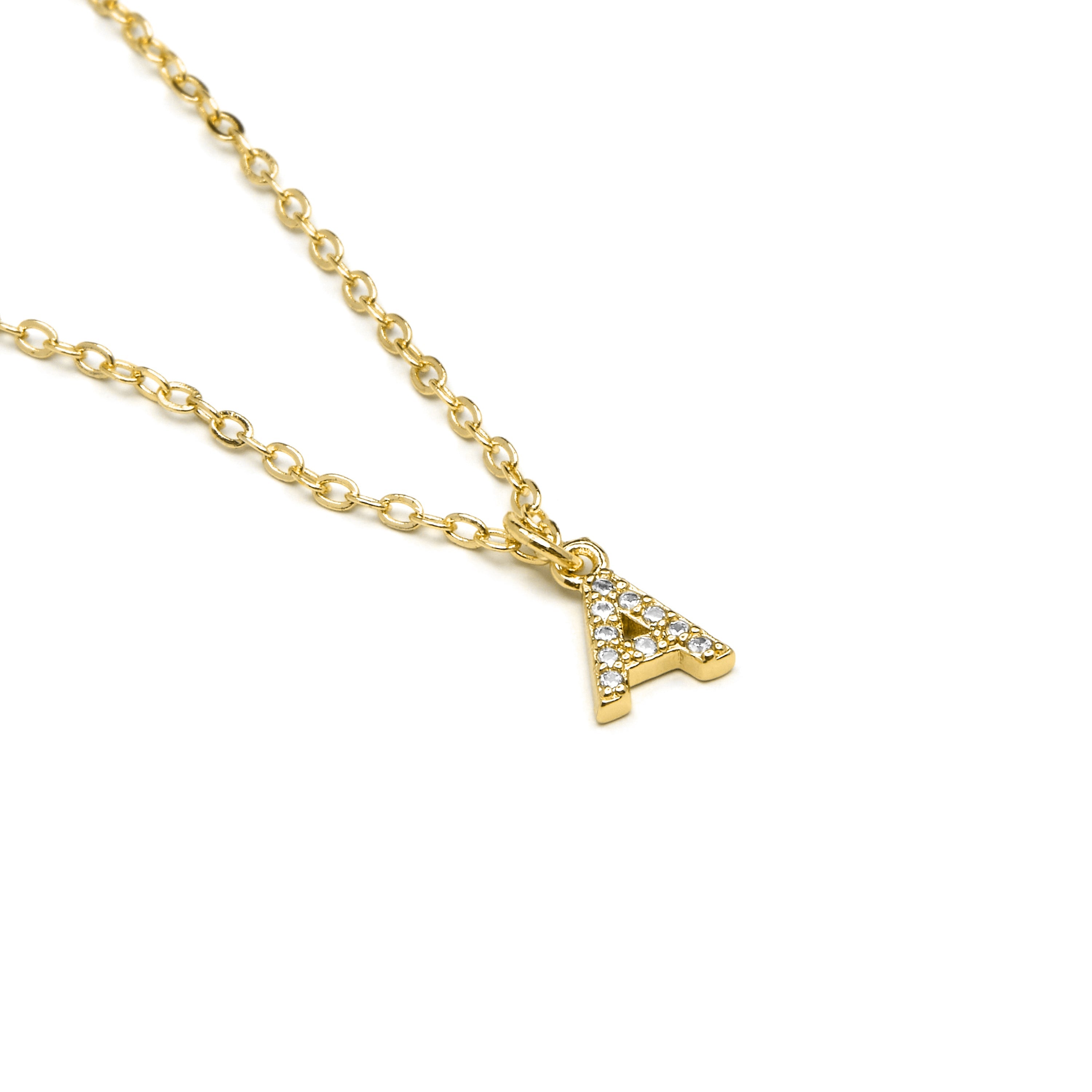 Alphabet Necklace with Brilliant Zirconia in 18k Gold Finish