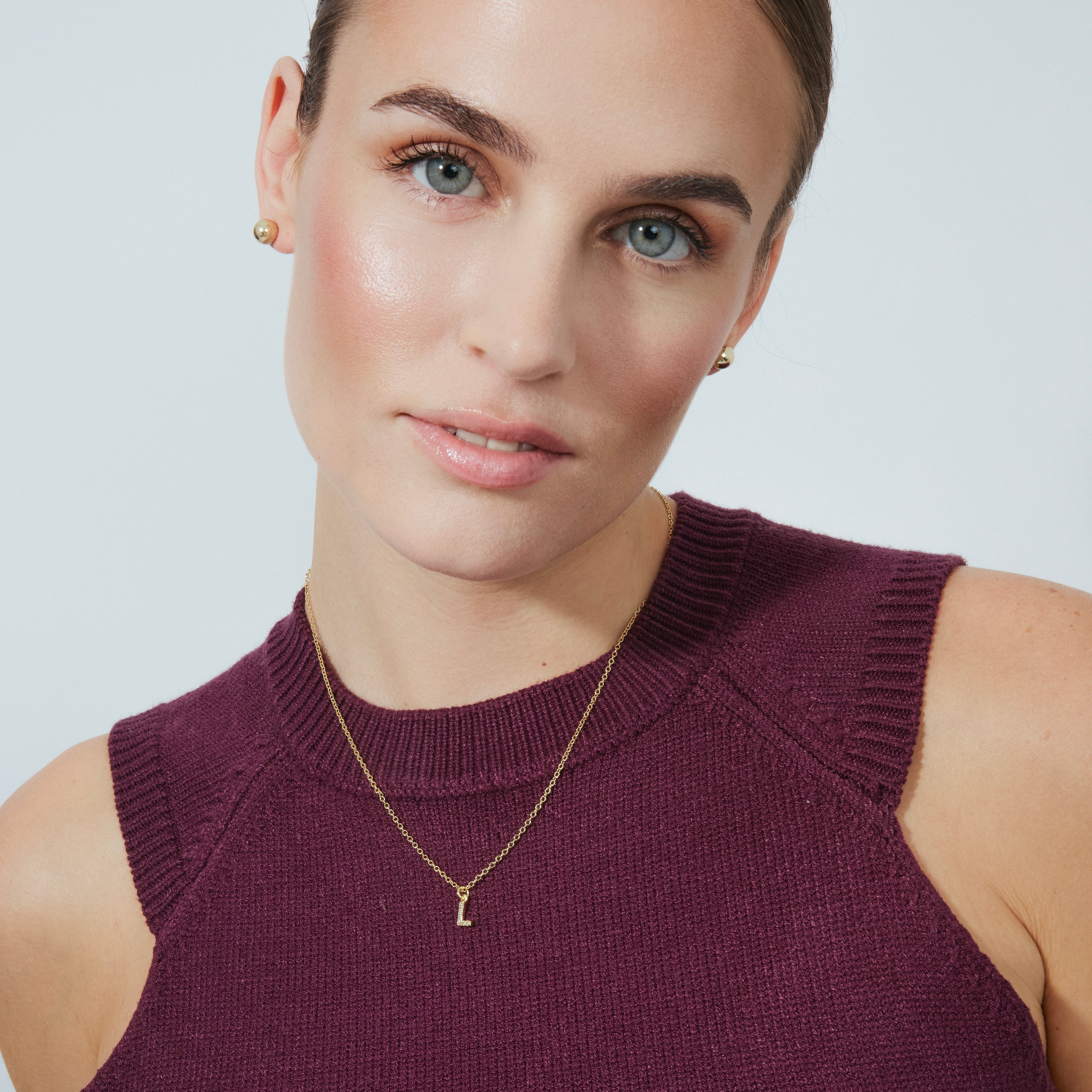 Alphabet Necklace with Brilliant Zirconia in 18k Gold Finish