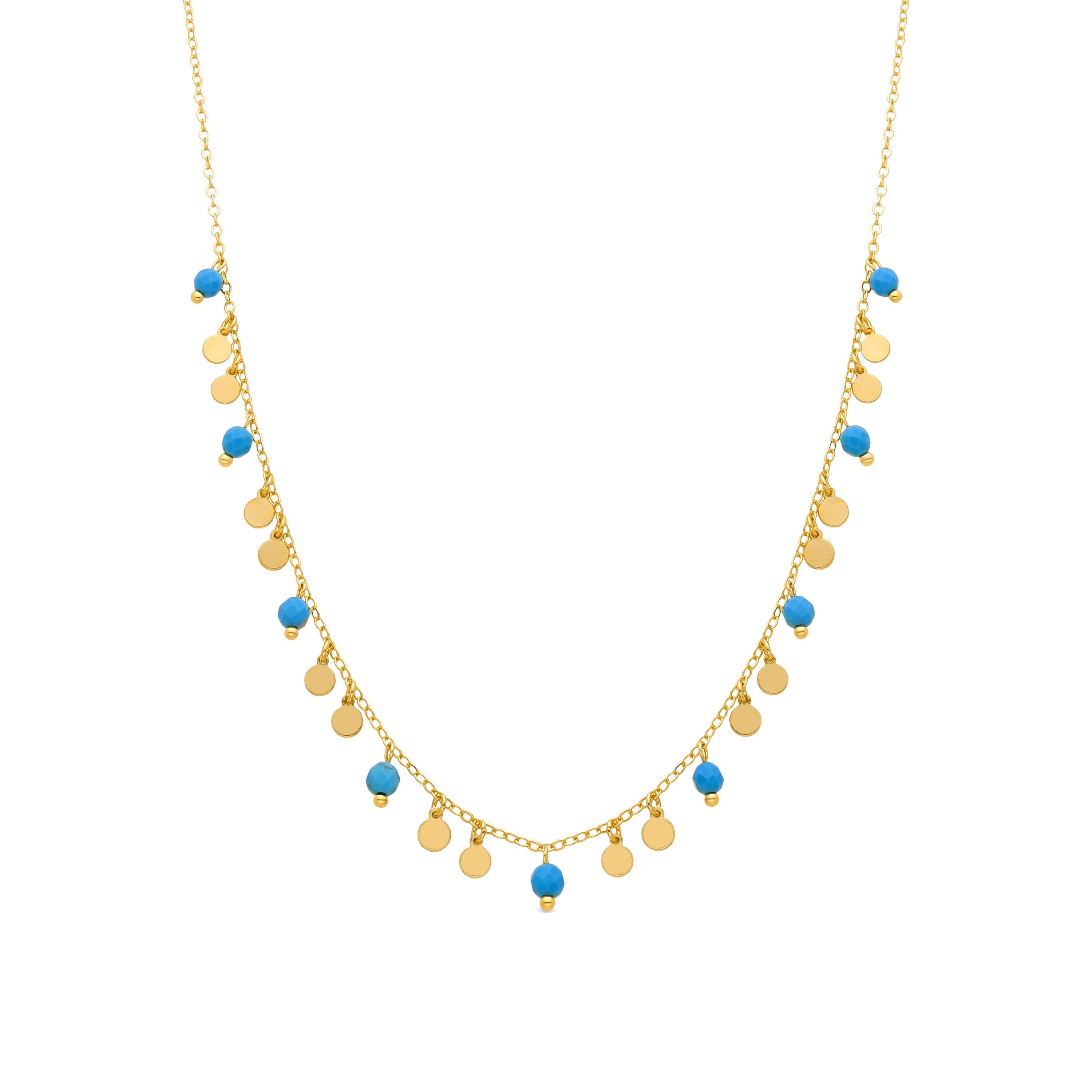 Turquoise necklace finished in 18K yellow gold - Fawya