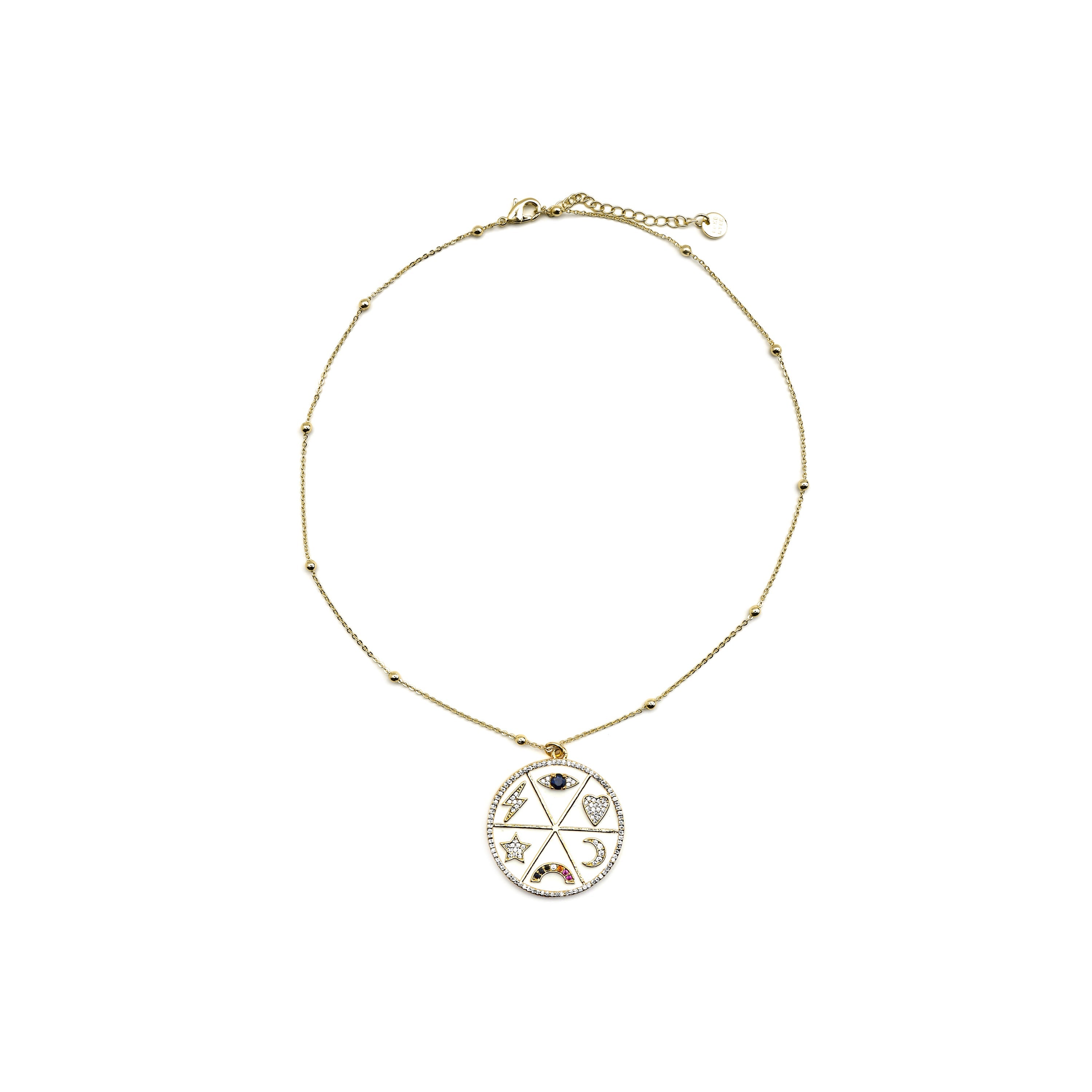 Necklace with Multicolor Zirconia, 18k Gold Finish - Thiem