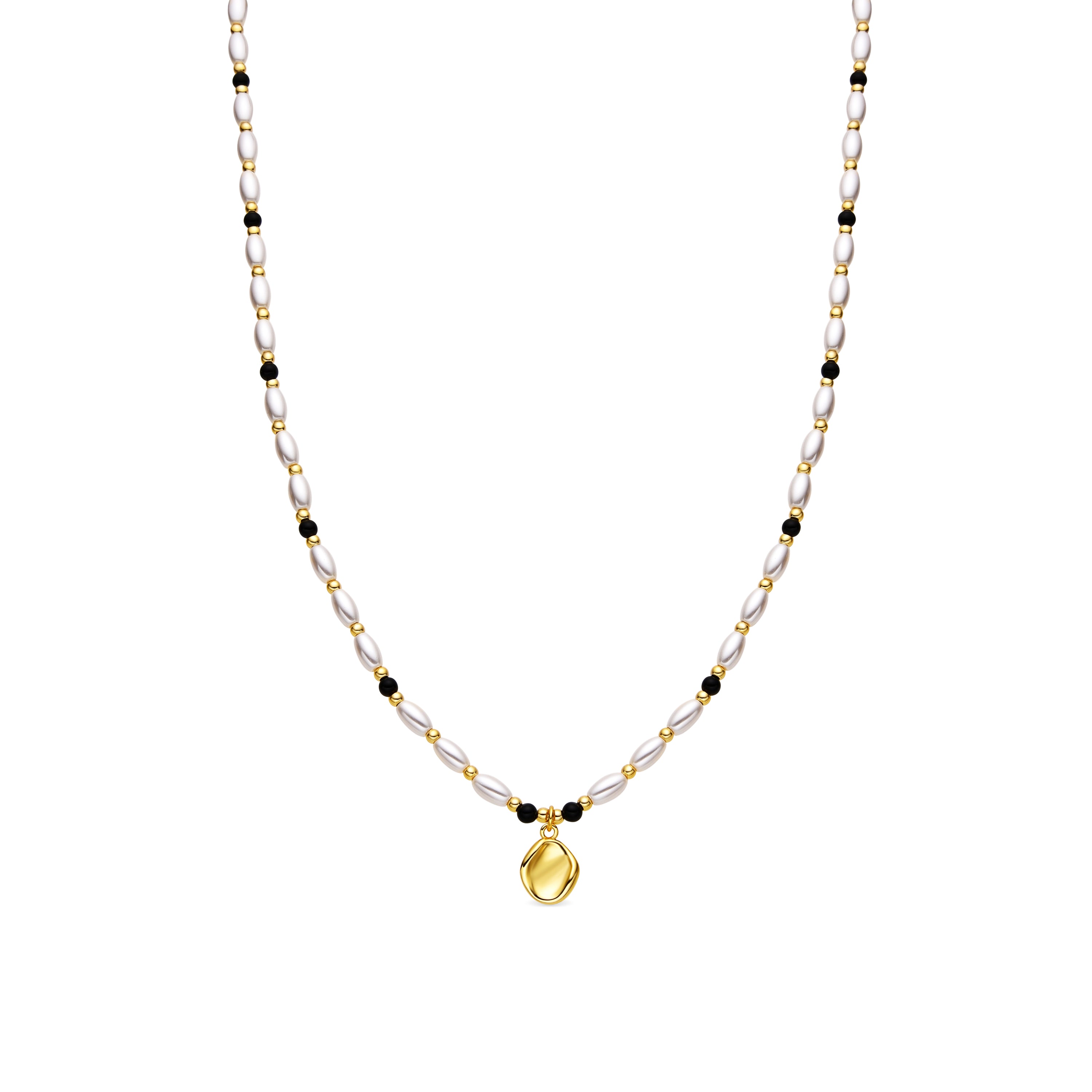 18k gold-finished white pearl necklace - Zizi