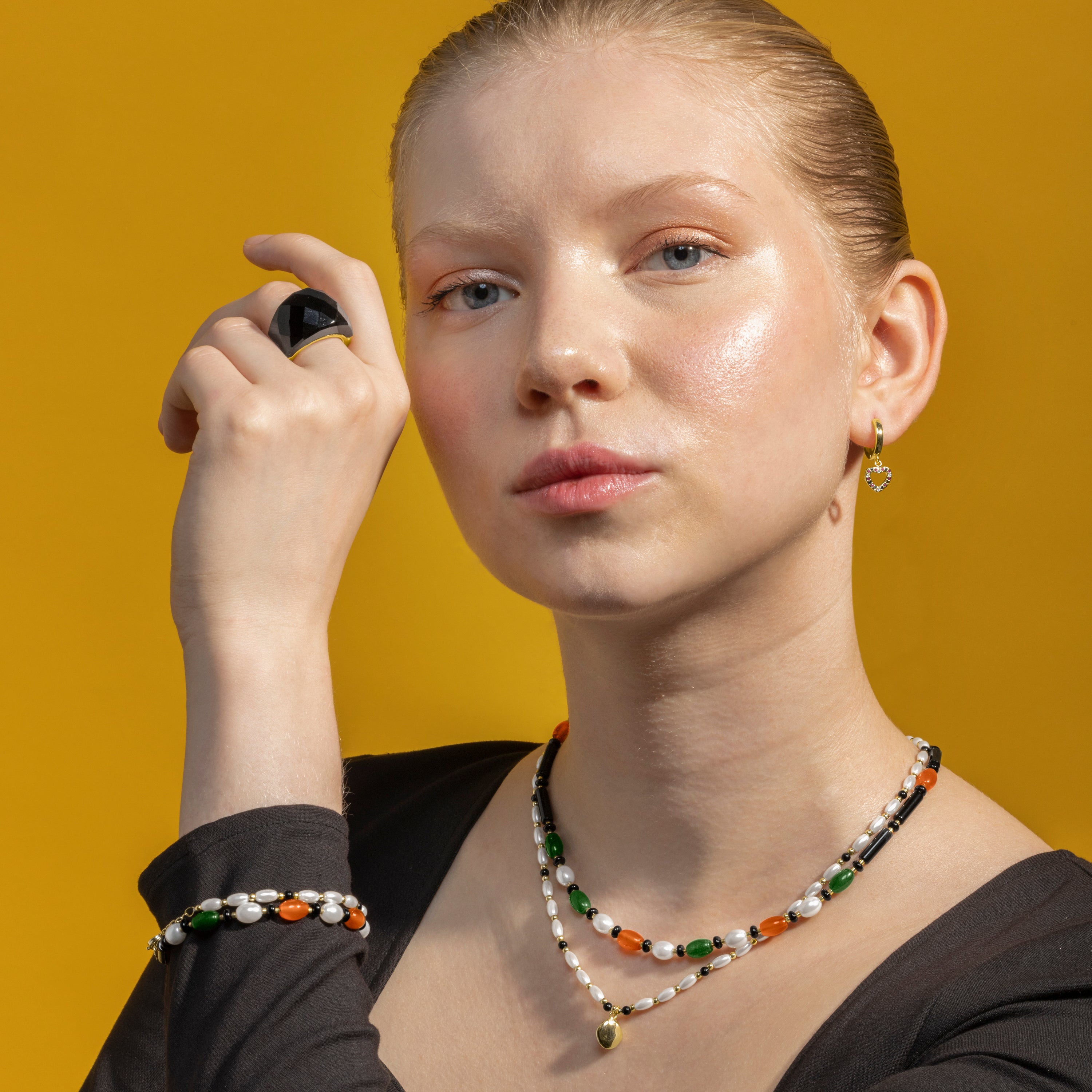 18k gold-finished white pearl necklace - Zizi