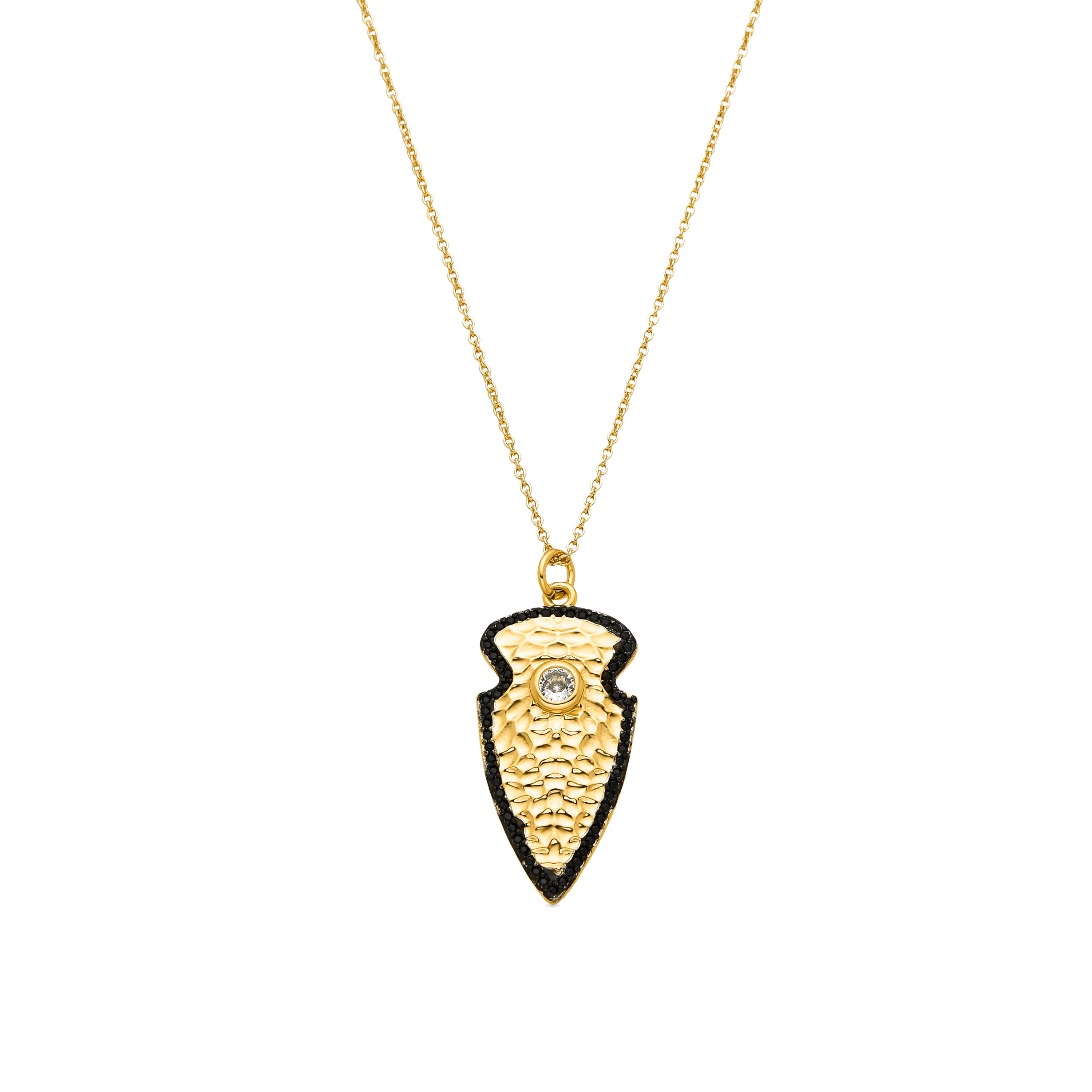 Necklace with brilliant zirconia, 18k gold finish - Otla