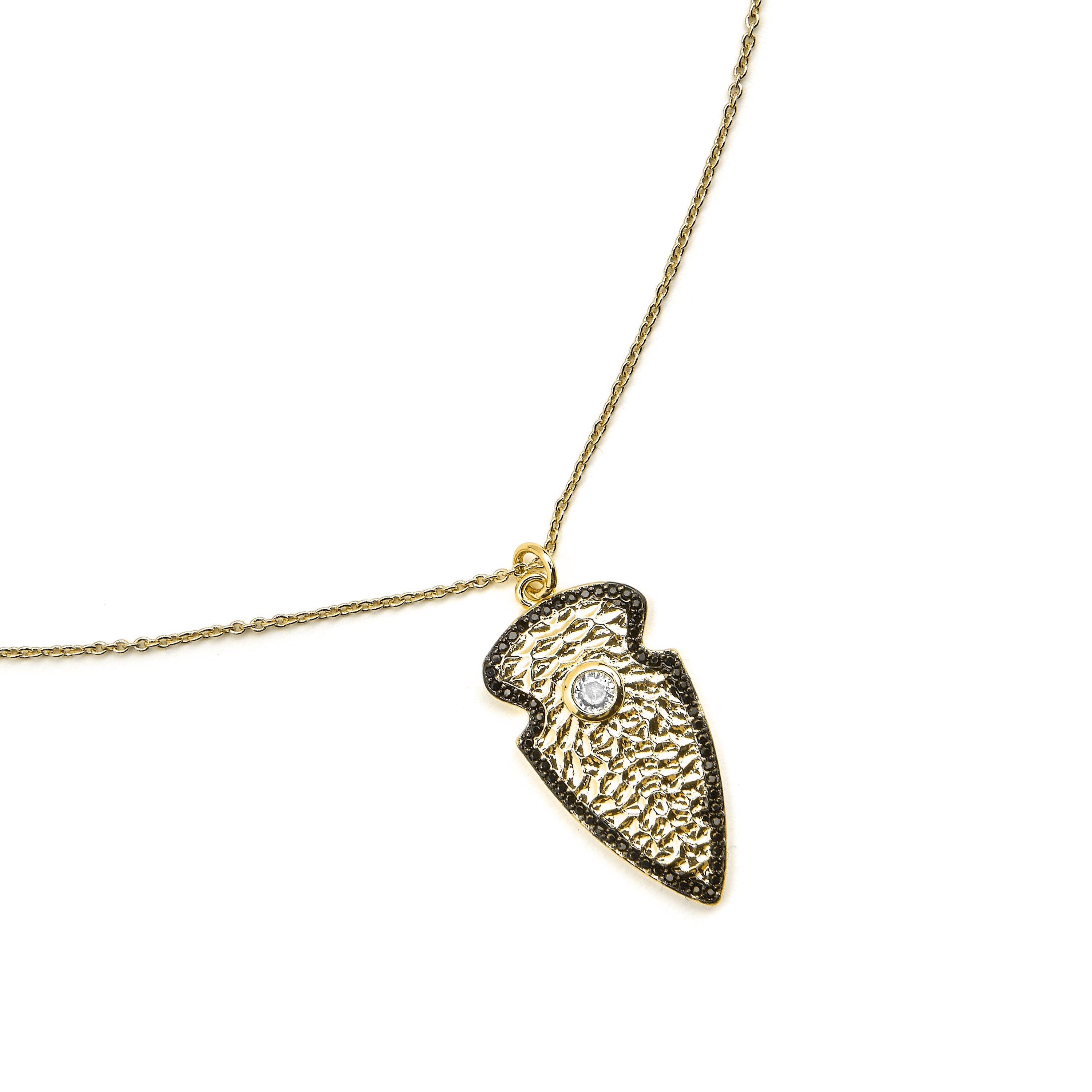 Necklace with brilliant zirconia, 18k gold finish - Otla
