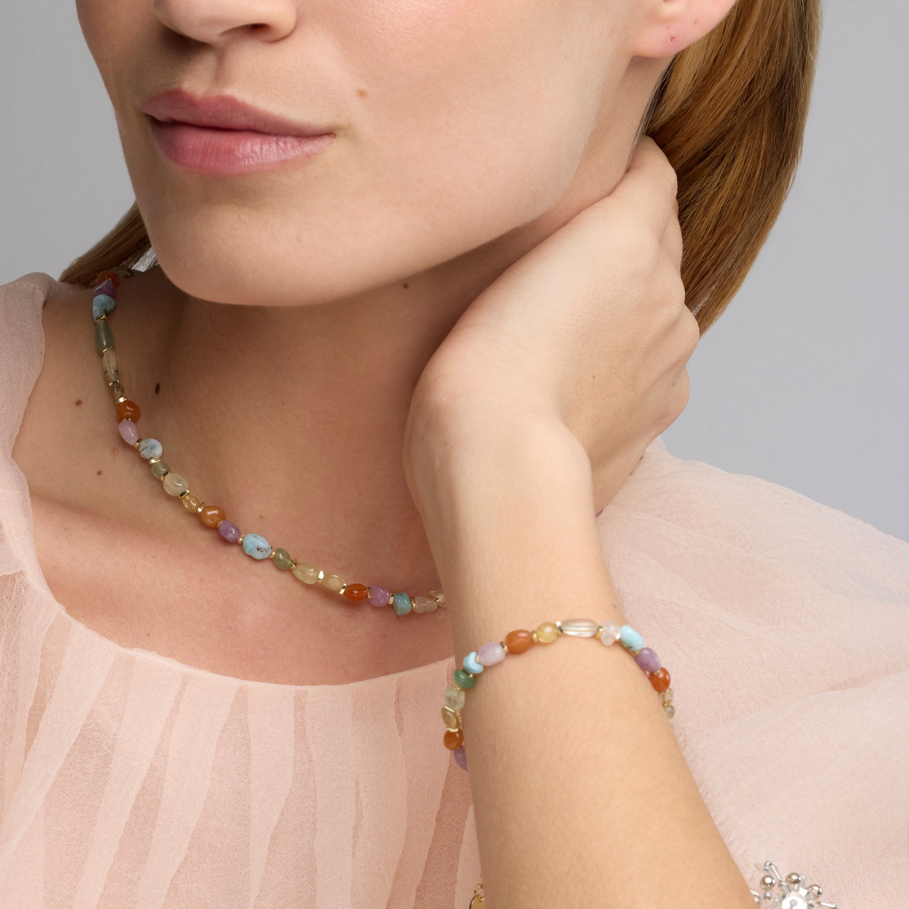 18k yellow gold and multicolor natural stone necklace - Terma
