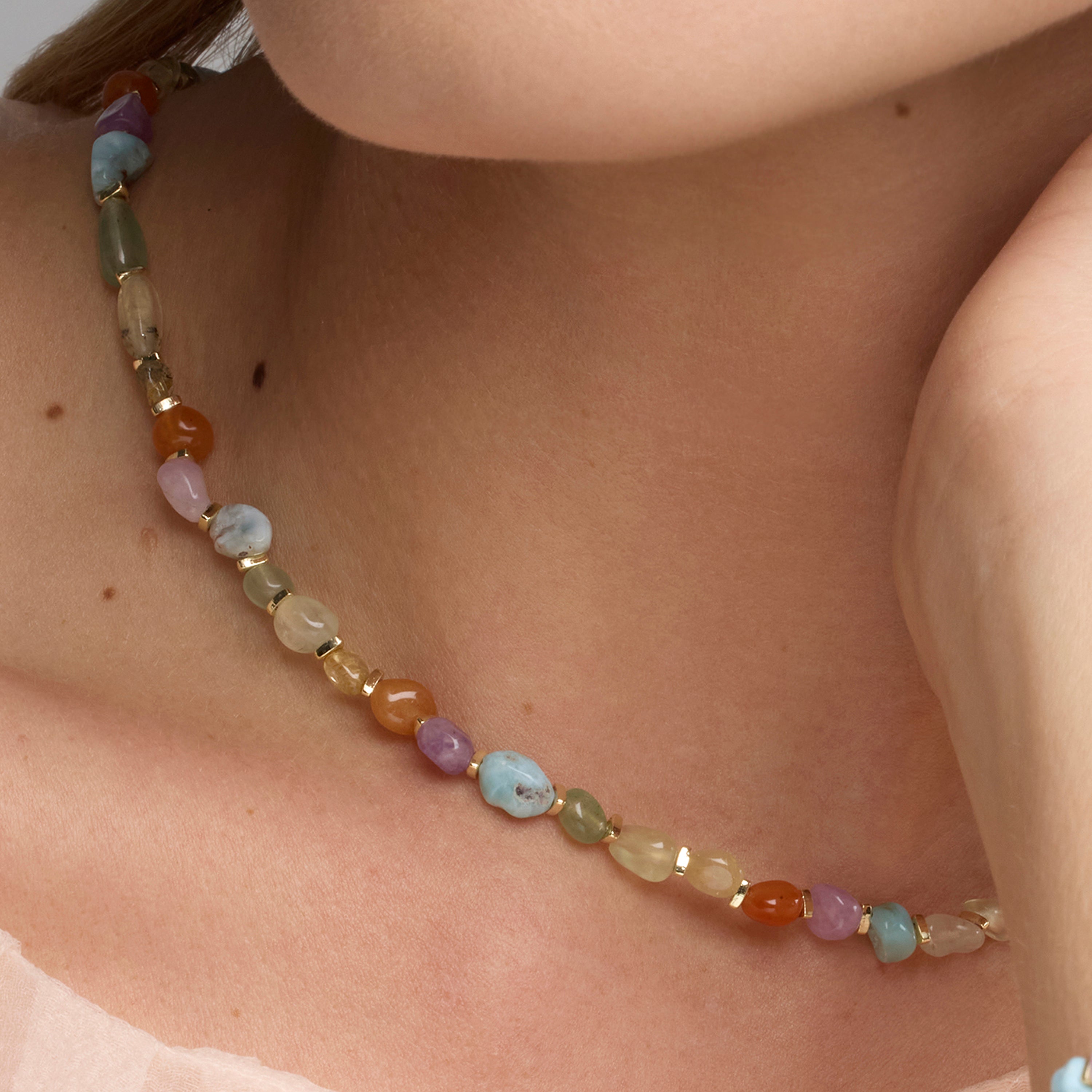 18k yellow gold and multicolor natural stone necklace - Terma