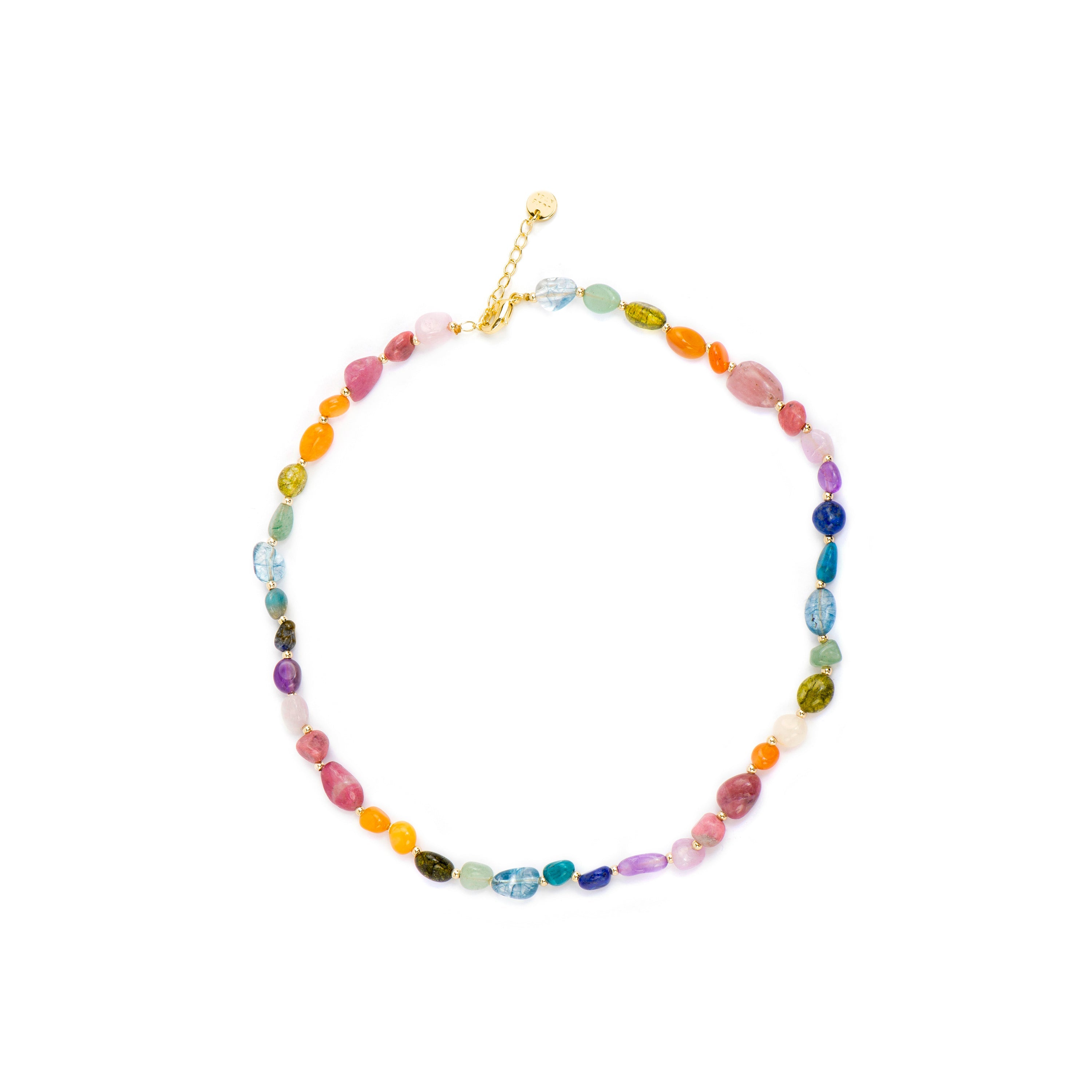 18k yellow gold and multicolor natural stone necklace - Umavi