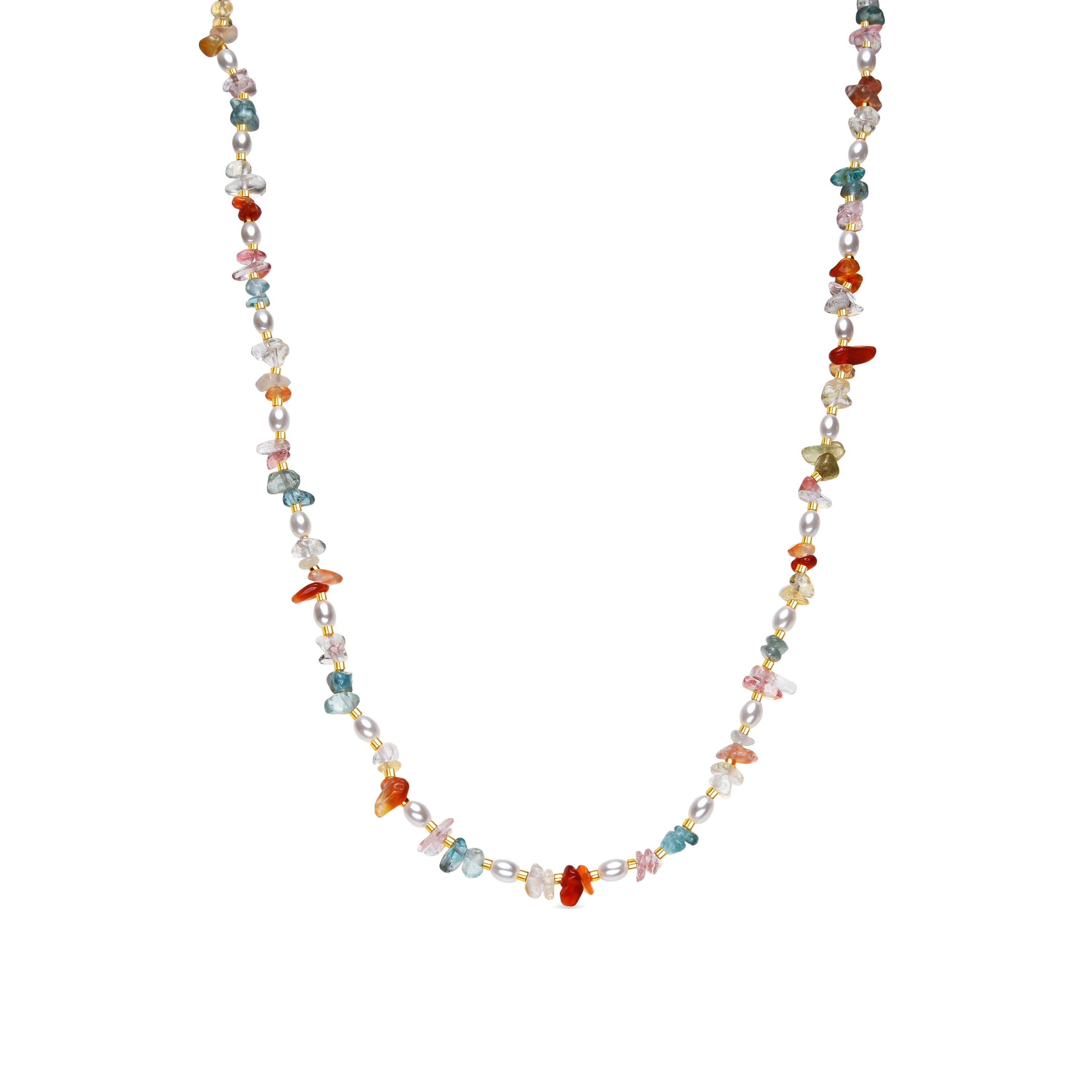 18k yellow gold finish necklace with multicolor natural stones - Wenfa