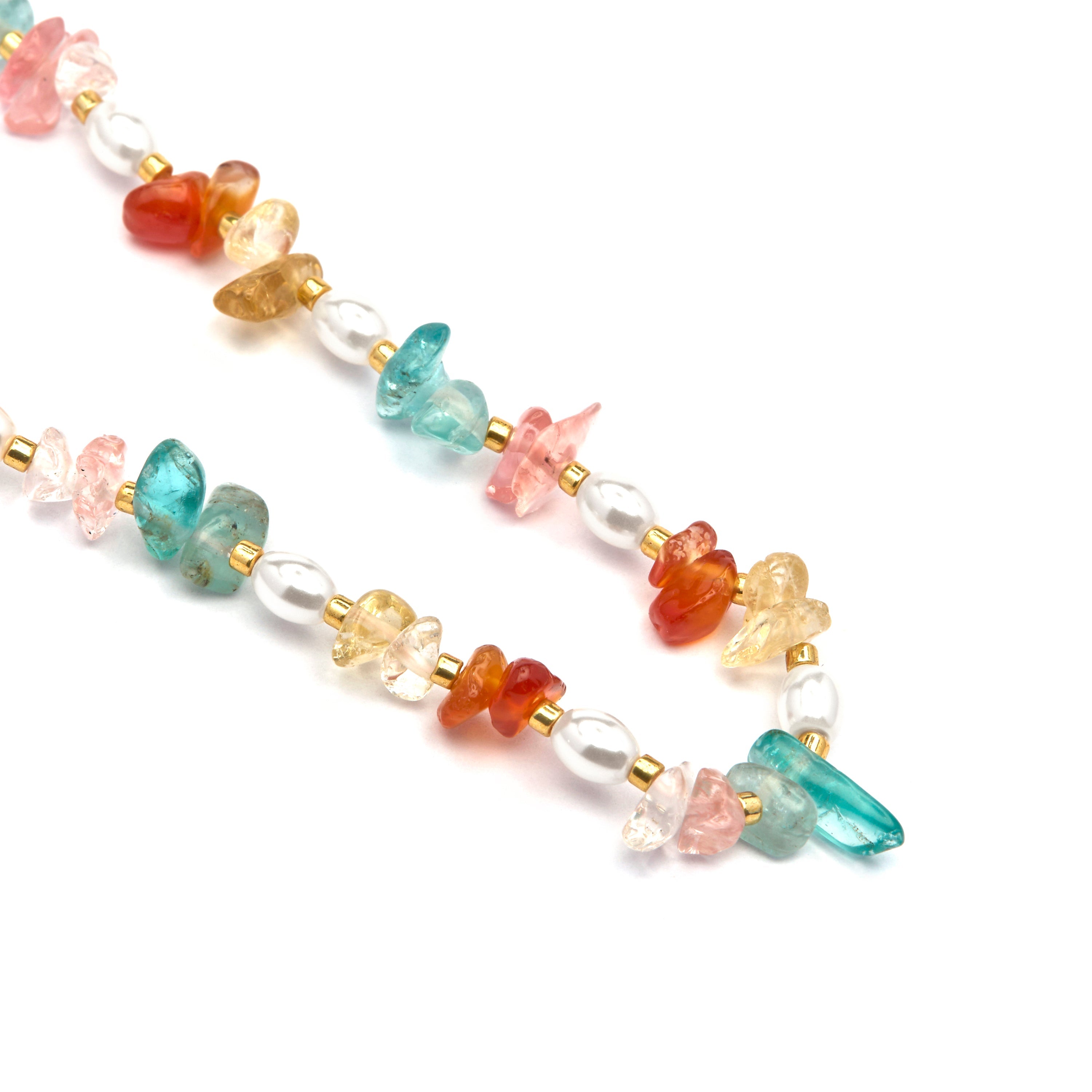 Collar acabado oro amarillo de 18k y Multicolor Piedra Natural - Wenfa