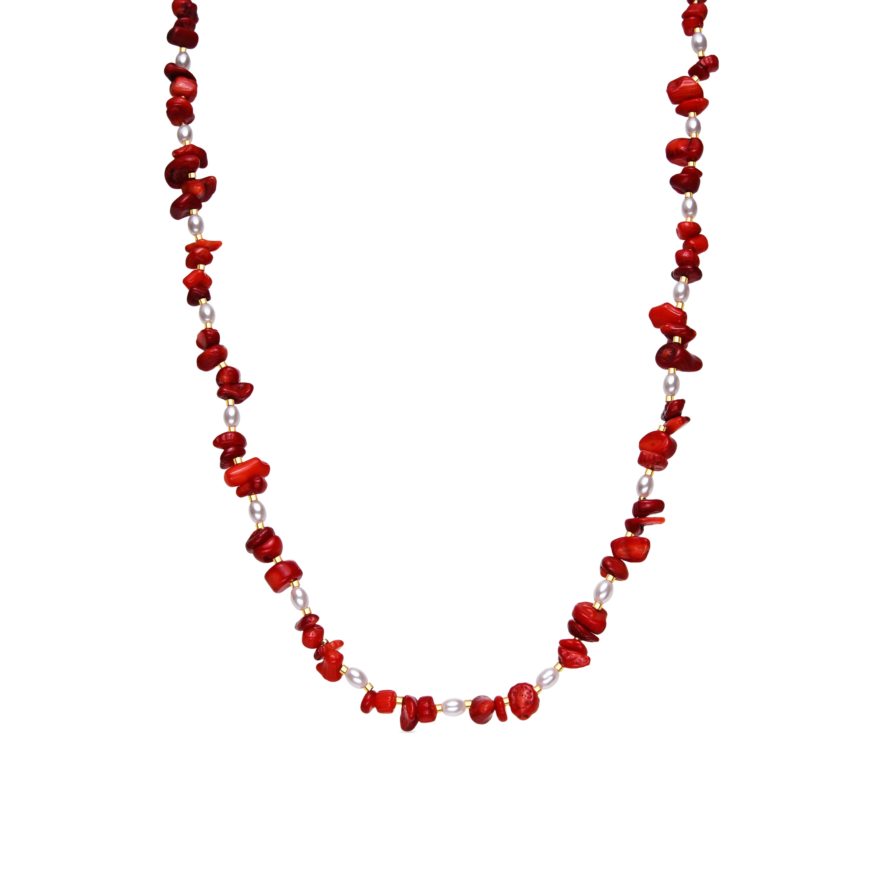 18k yellow gold and coral finish necklace - Wenfa
