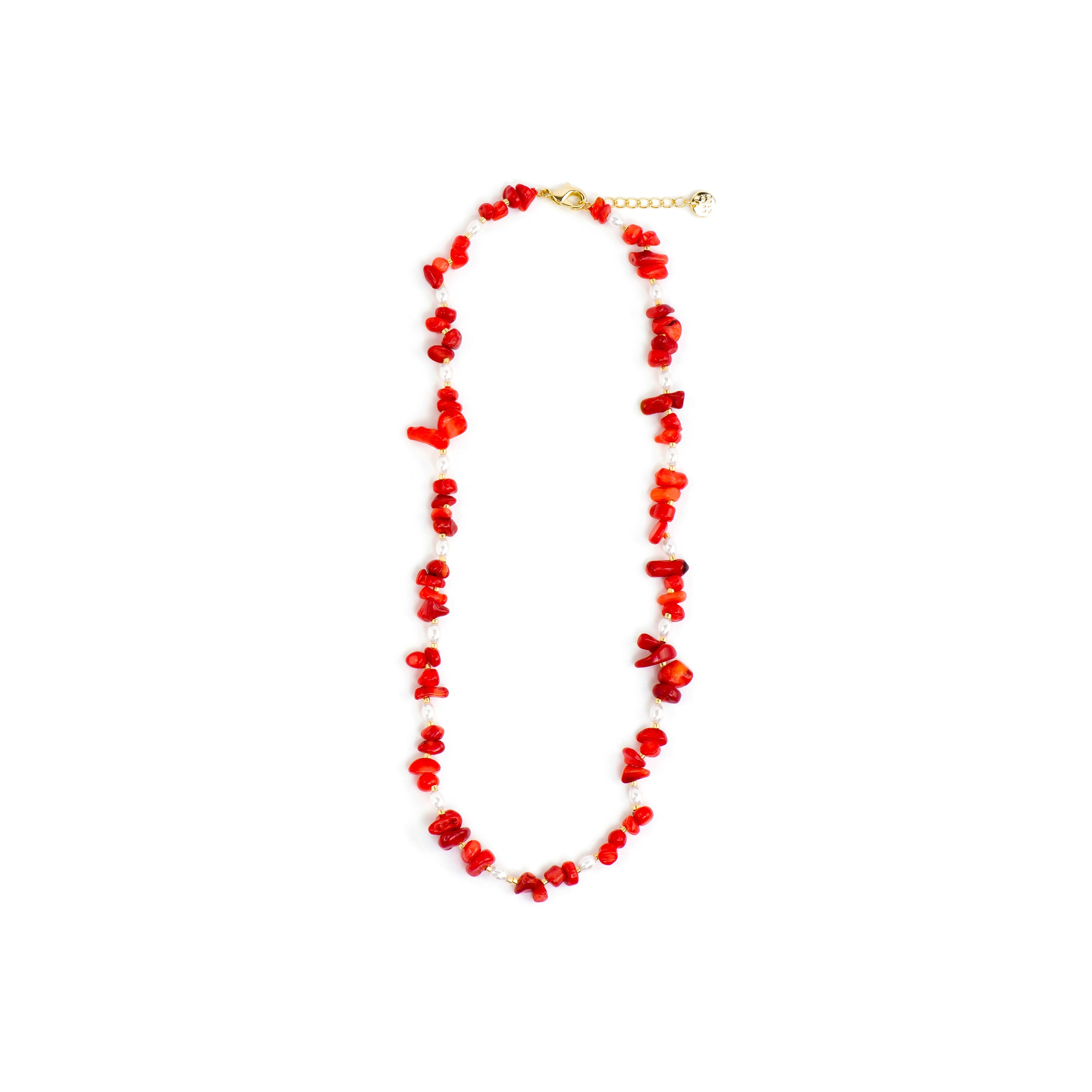 18k yellow gold and coral finish necklace - Wenfa