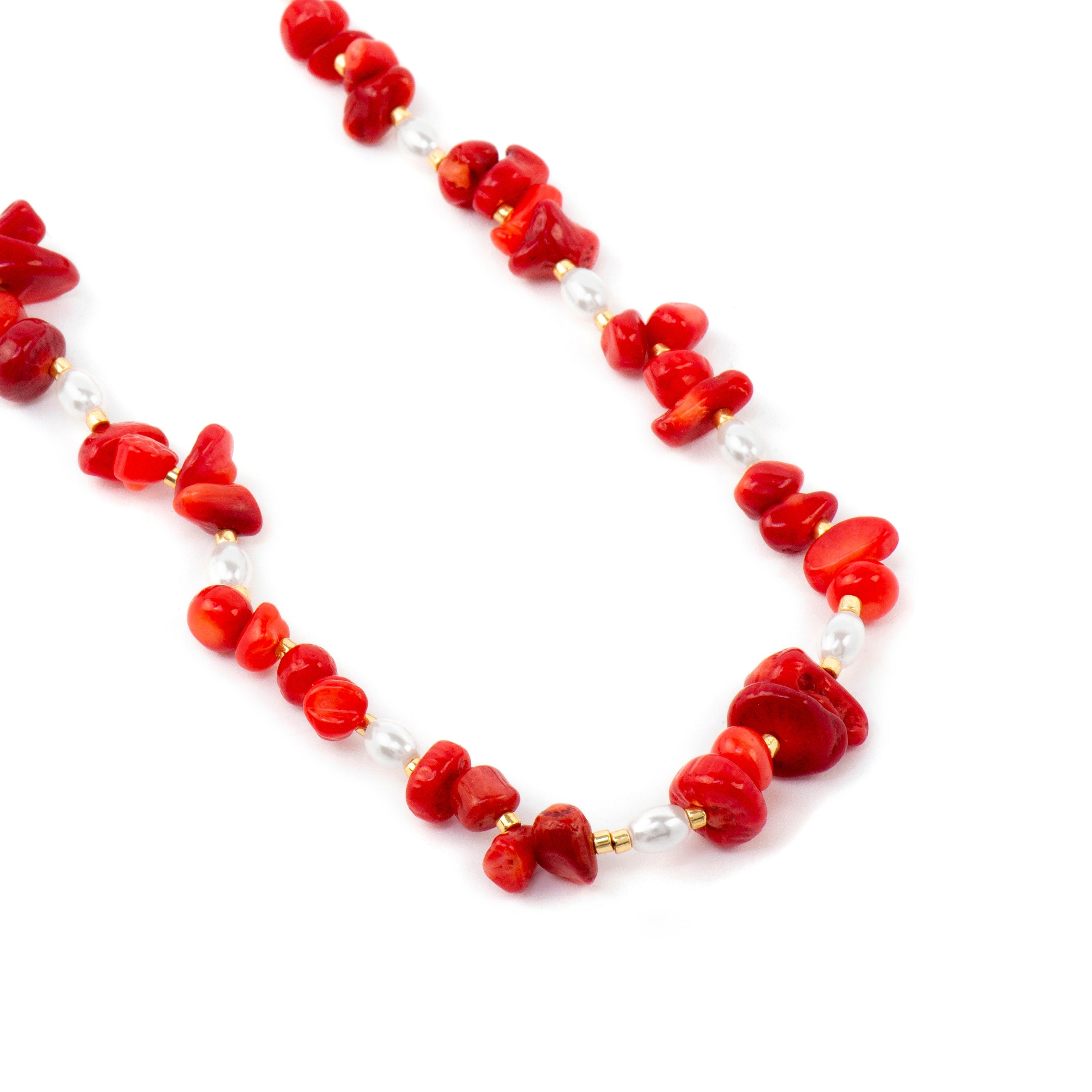 18k yellow gold and coral finish necklace - Wenfa