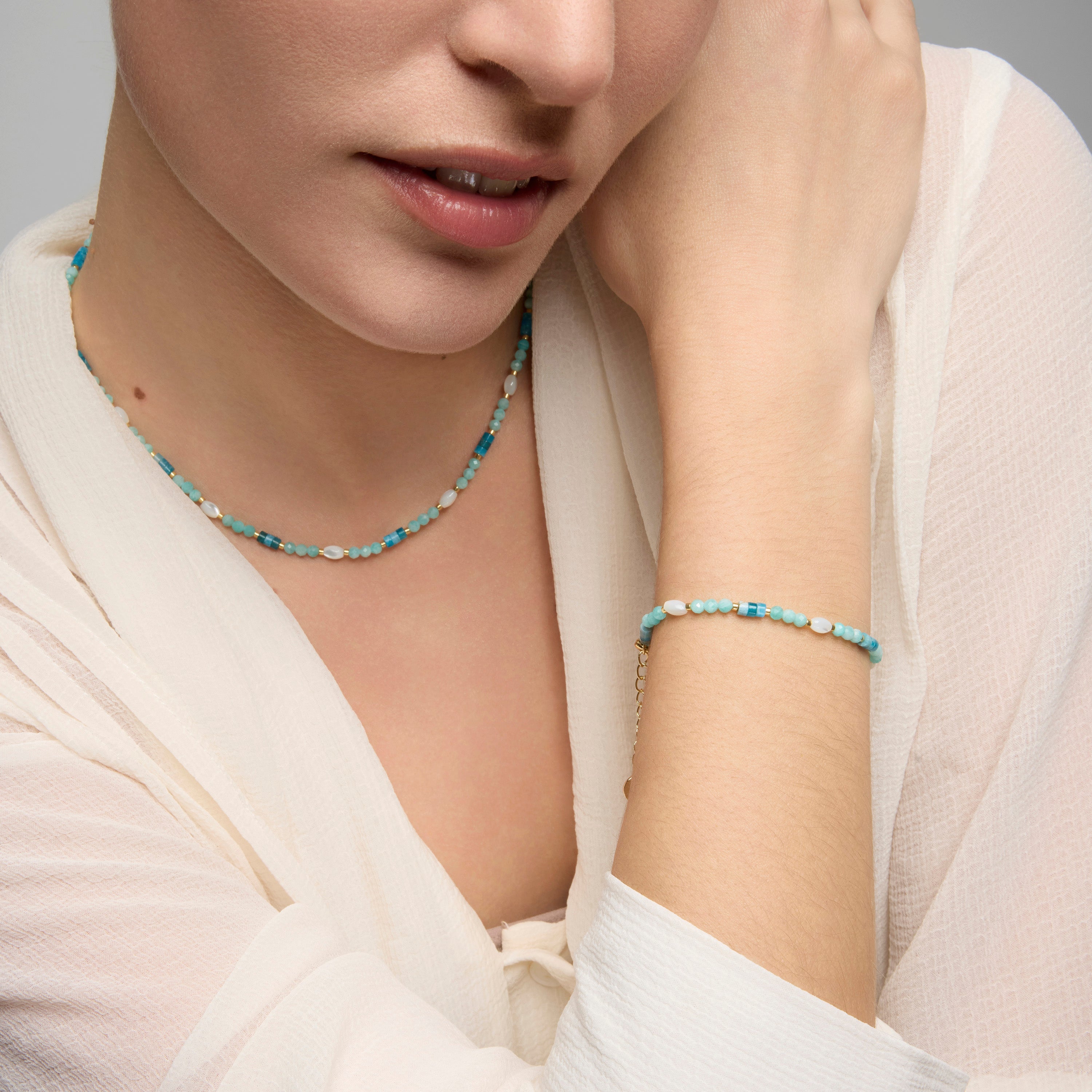 18k yellow gold and Amazonite necklace - Kico