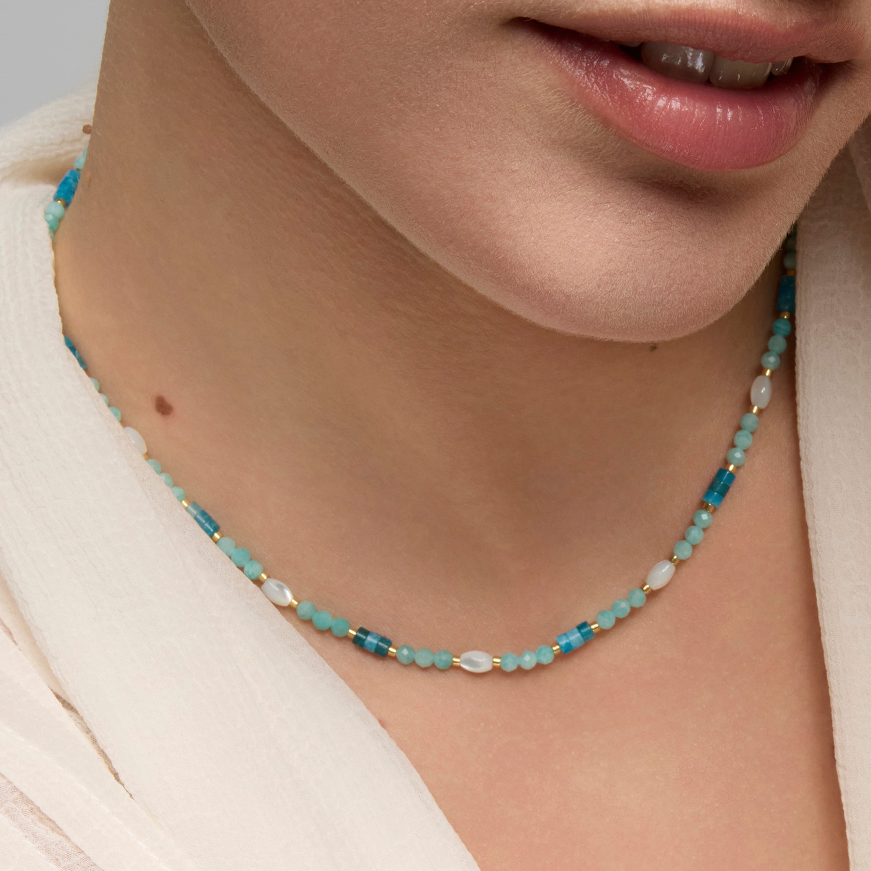 18k yellow gold and Amazonite necklace - Kico