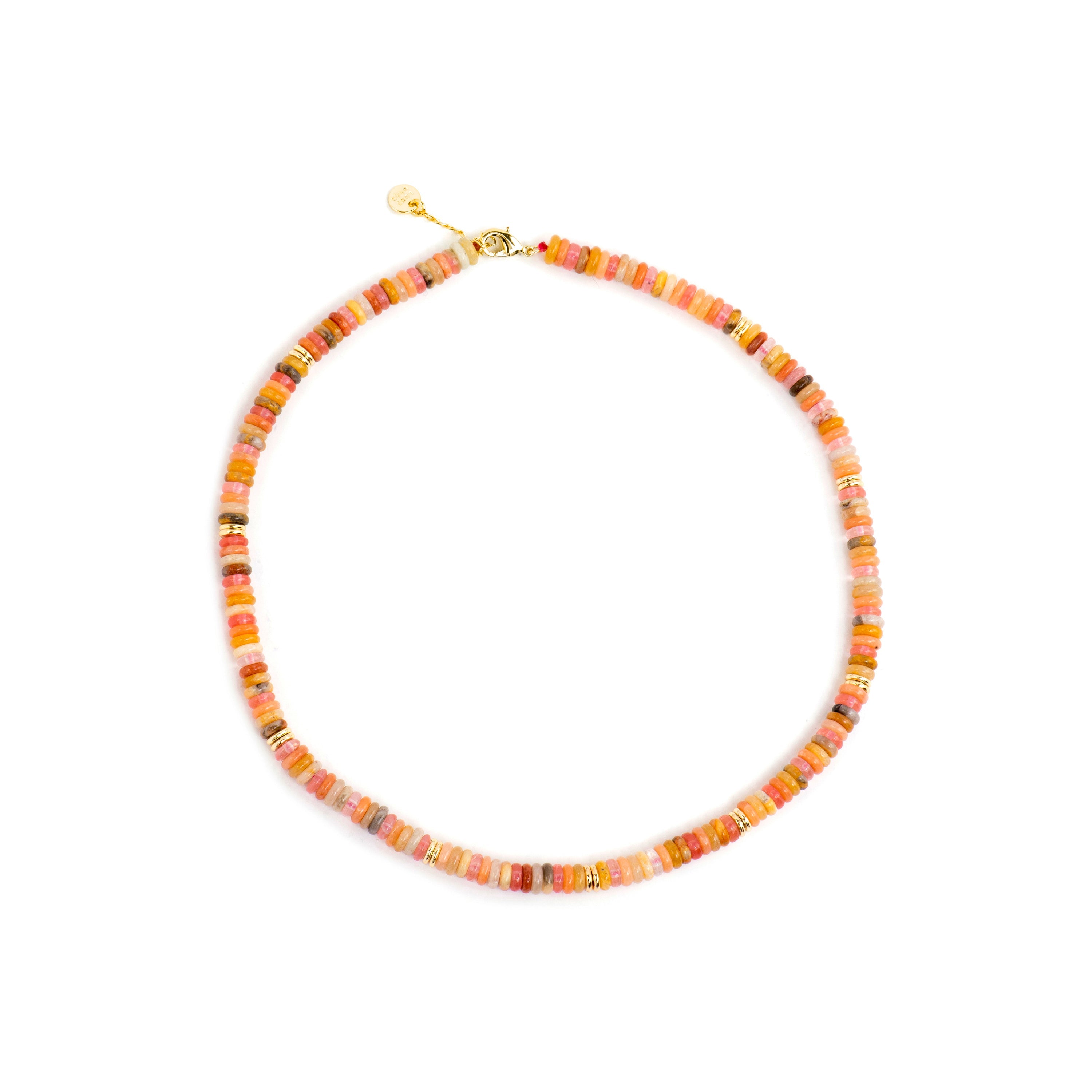 18k yellow gold and multicolor natural stone necklace - Onisu