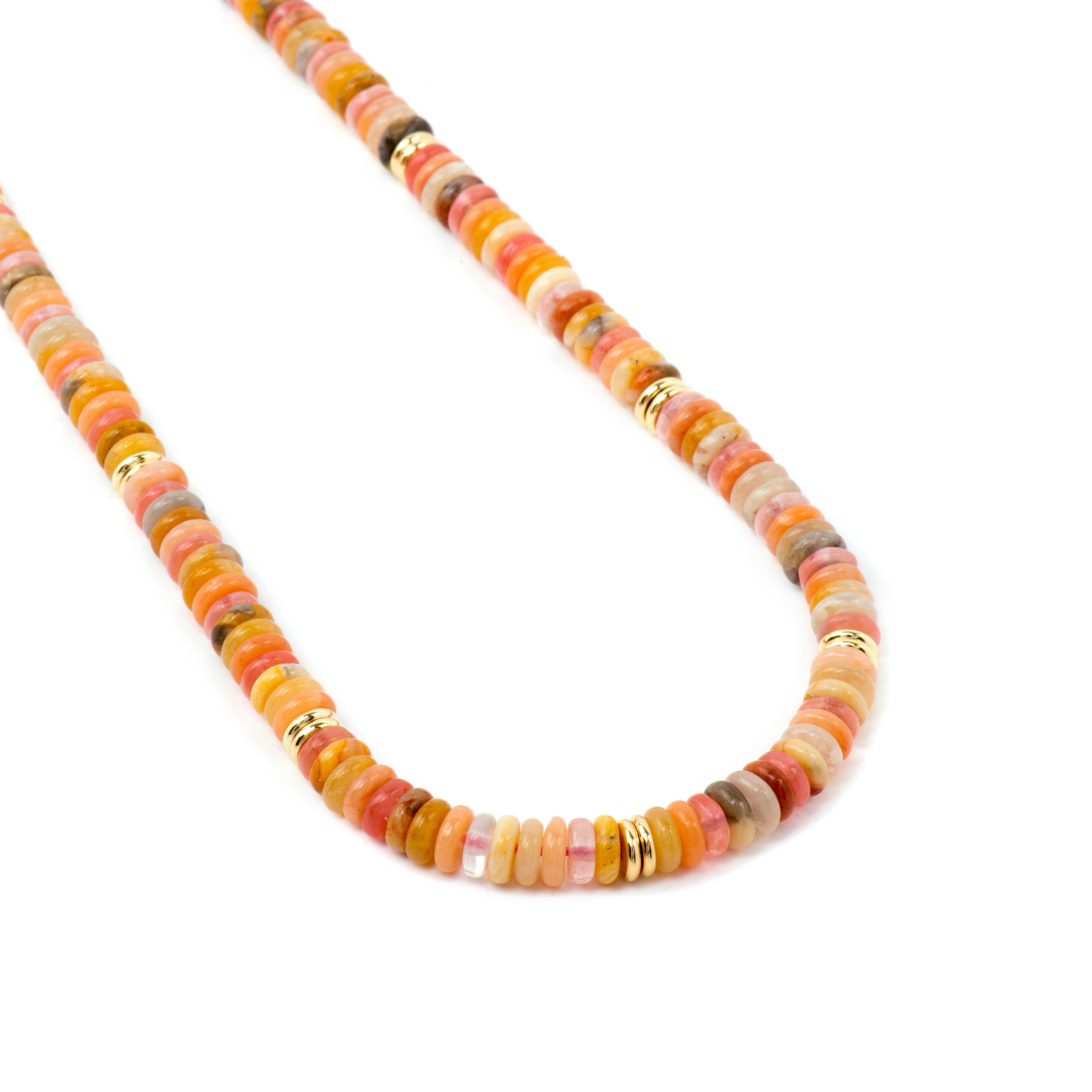 18k yellow gold and multicolor natural stone necklace - Onisu