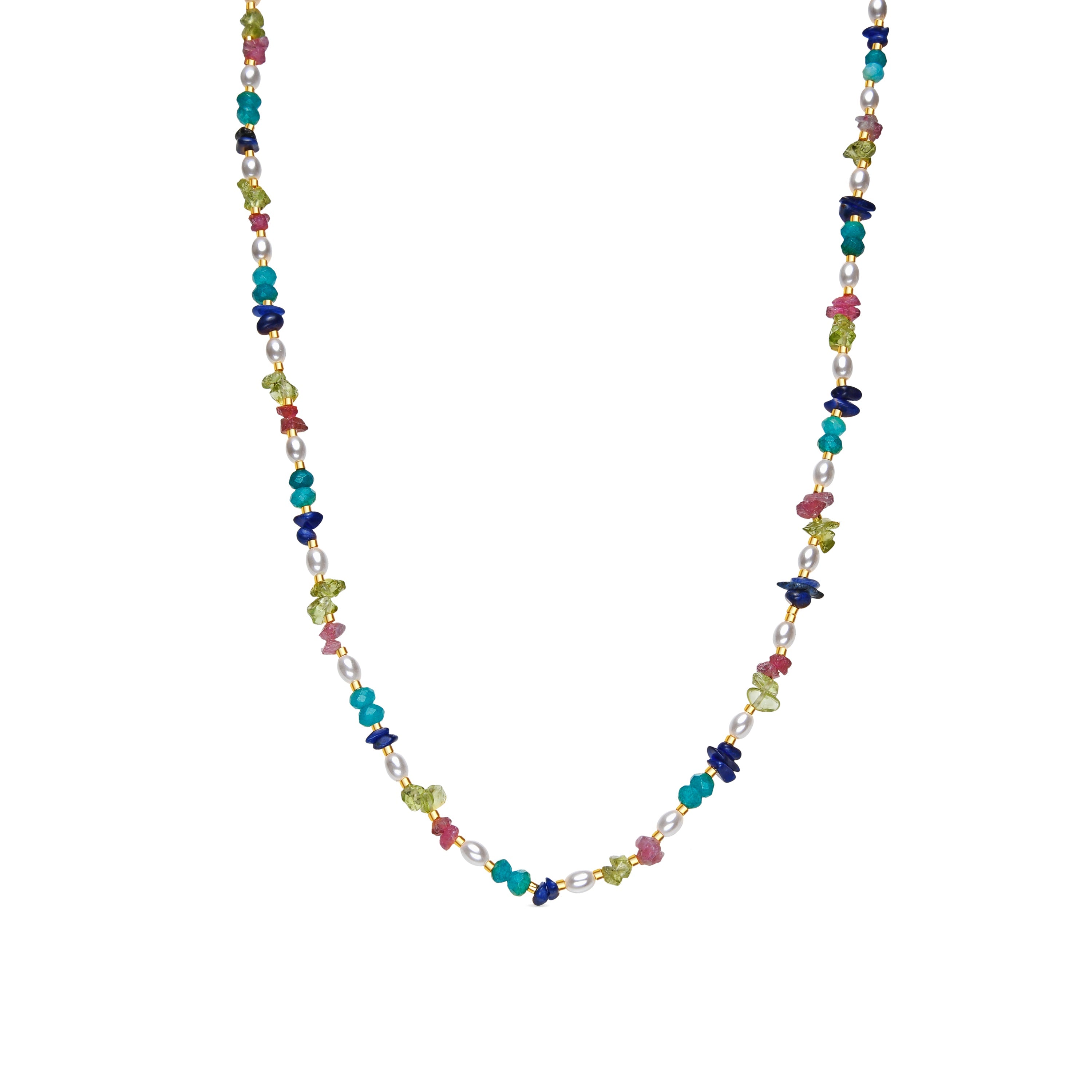 18k yellow gold and multicolor natural stone necklace - Onisu