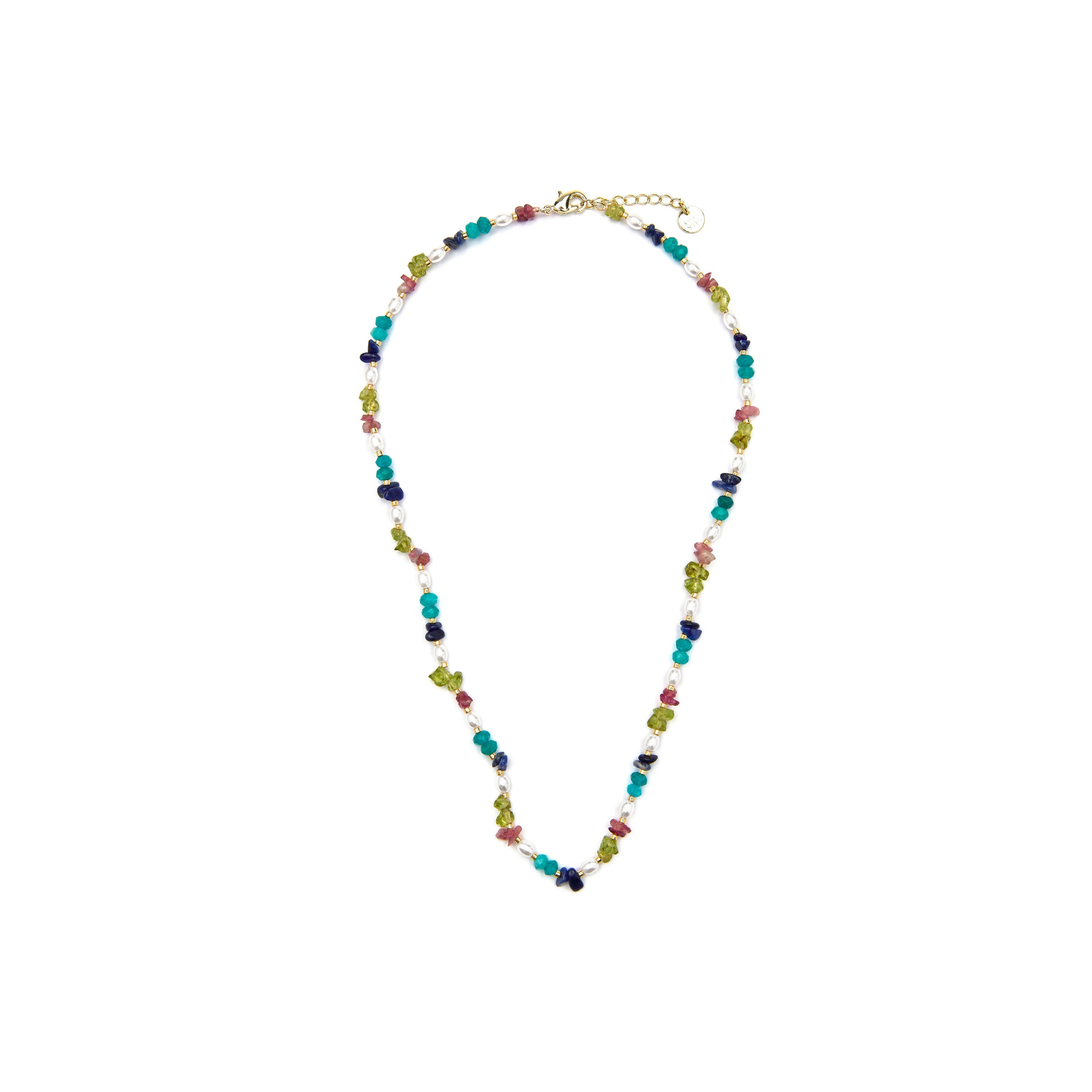 18k yellow gold and multicolor natural stone necklace - Onisu