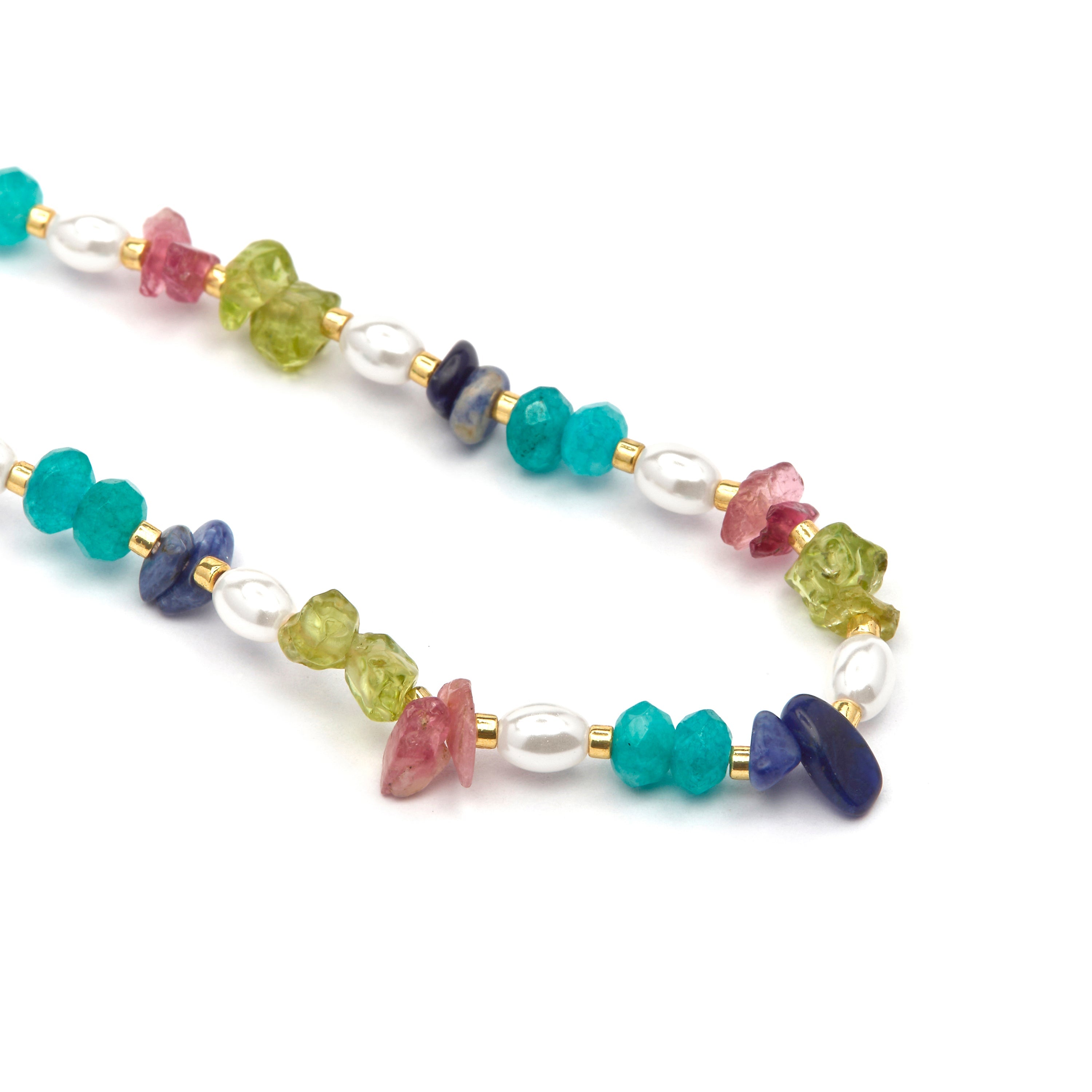 18k yellow gold and multicolor natural stone necklace - Onisu