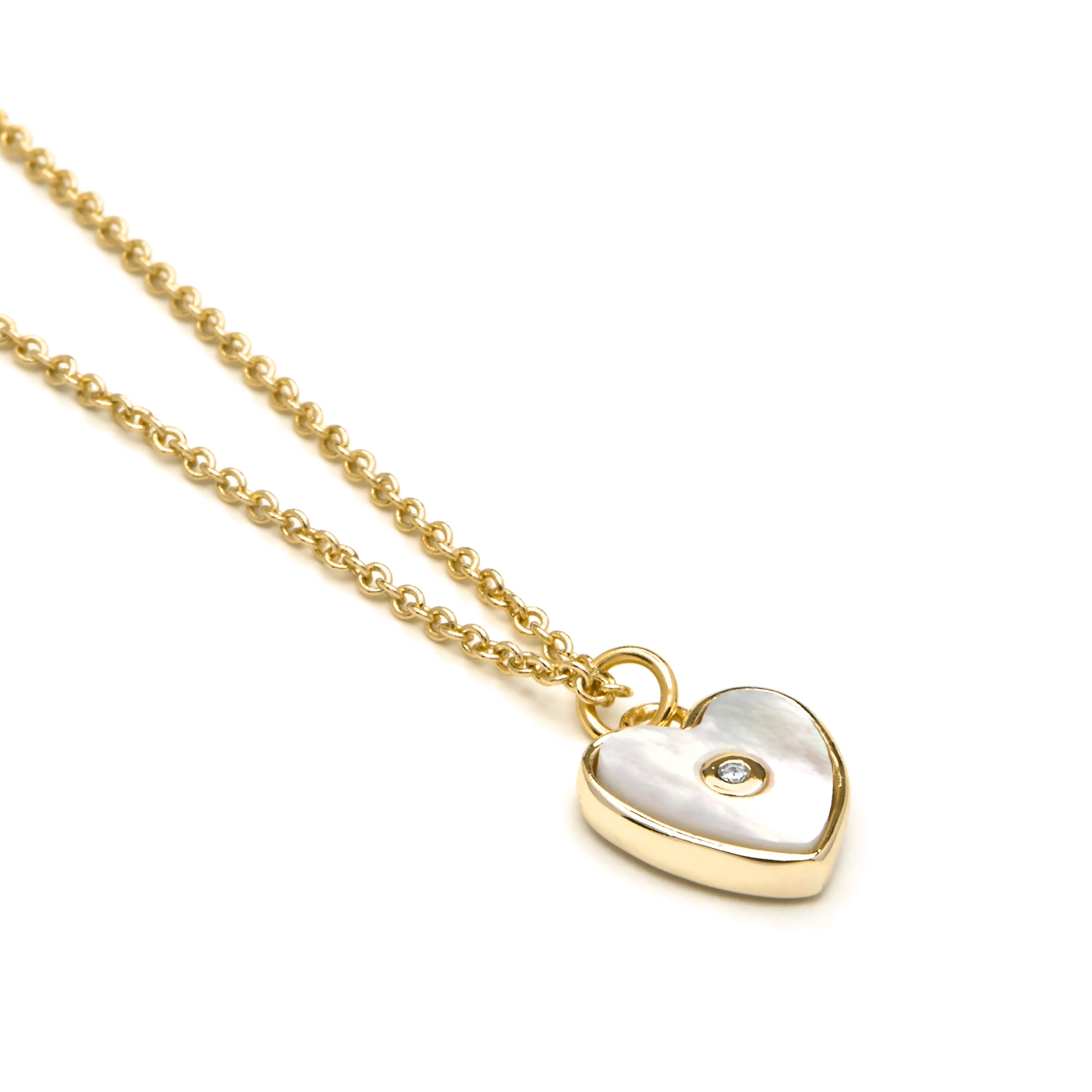 Colar em ouro amarelo 18k e madrepérola branca - Coração