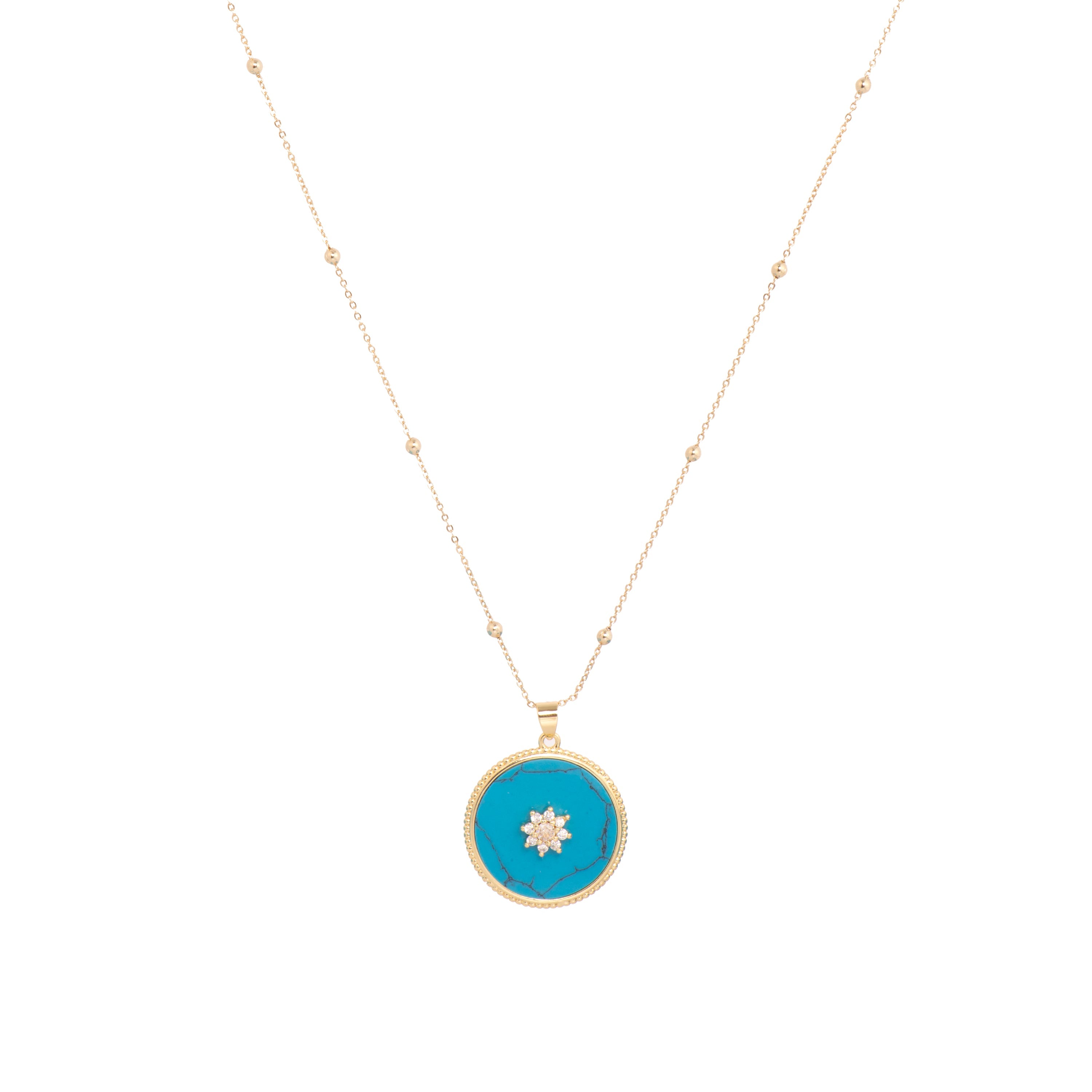 Colar com acabamento em ouro amarelo 18k e Turquesa - Salks