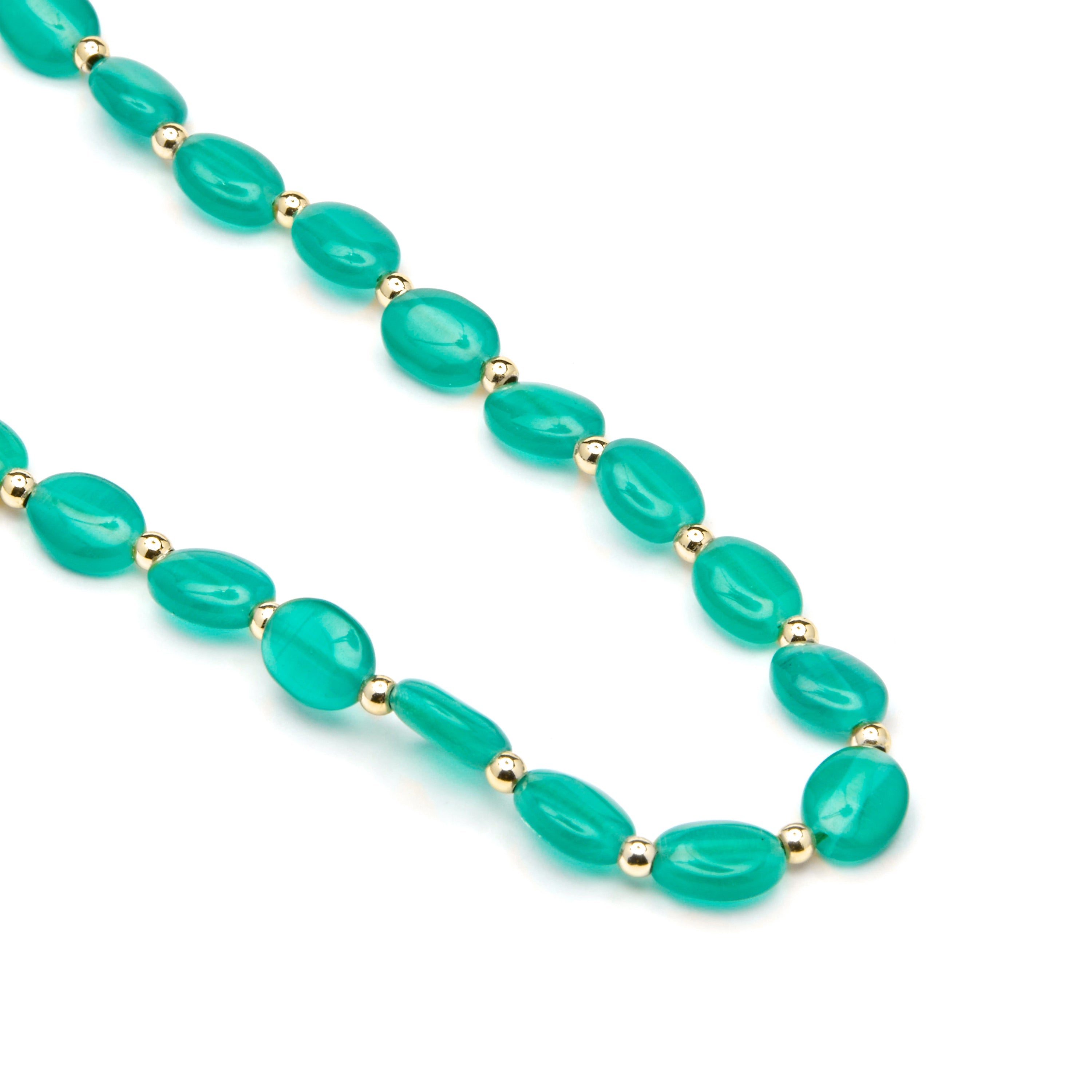 18k yellow gold and green cat's eye necklace - Gorai