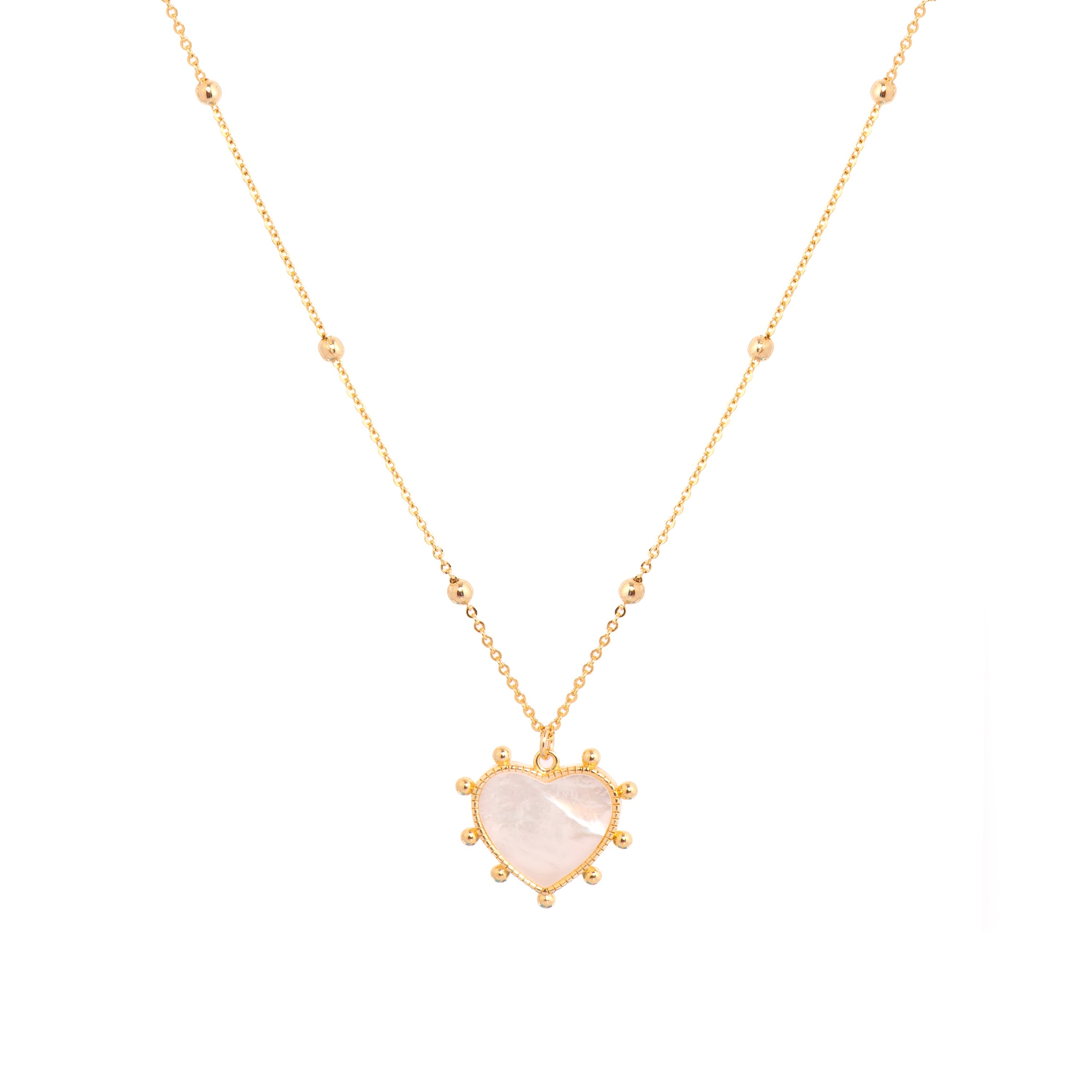 18k yellow gold and white mother-of-pearl necklace - Marloi