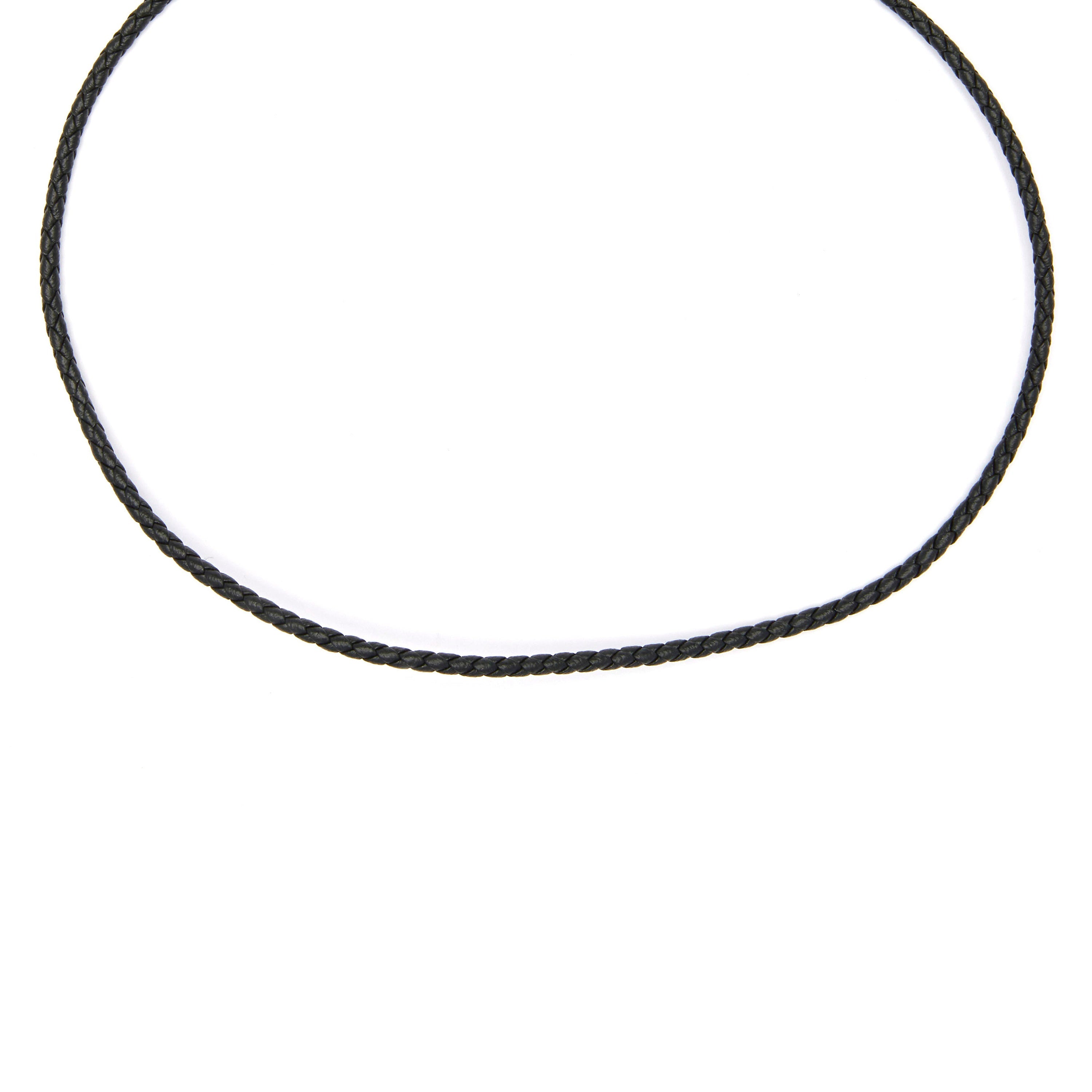 42cm Black Leather Cord with 3cm 18k Yellow Gold Extension - Jawsa