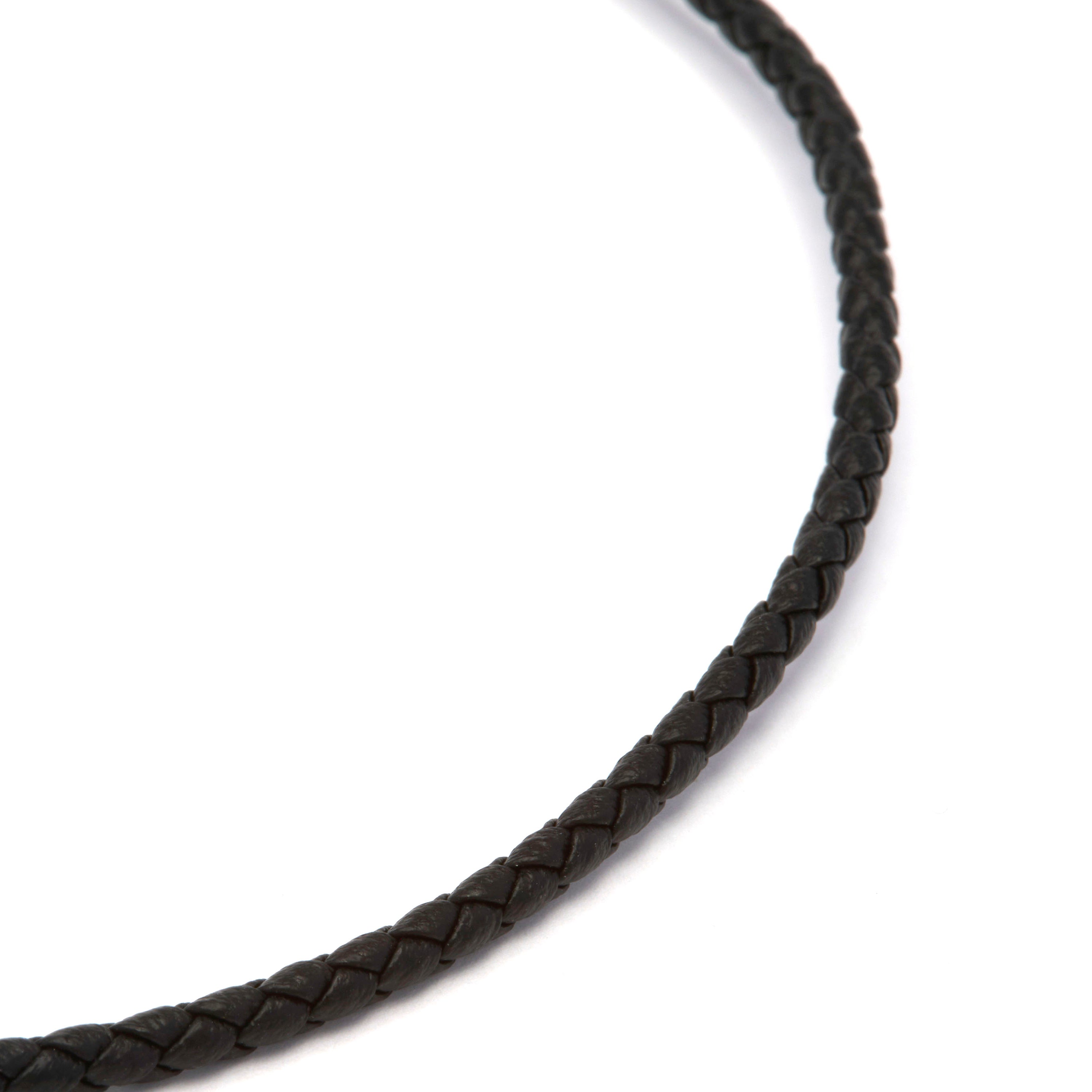 42cm Black Leather Cord with 3cm 18k Yellow Gold Extension - Jawsa