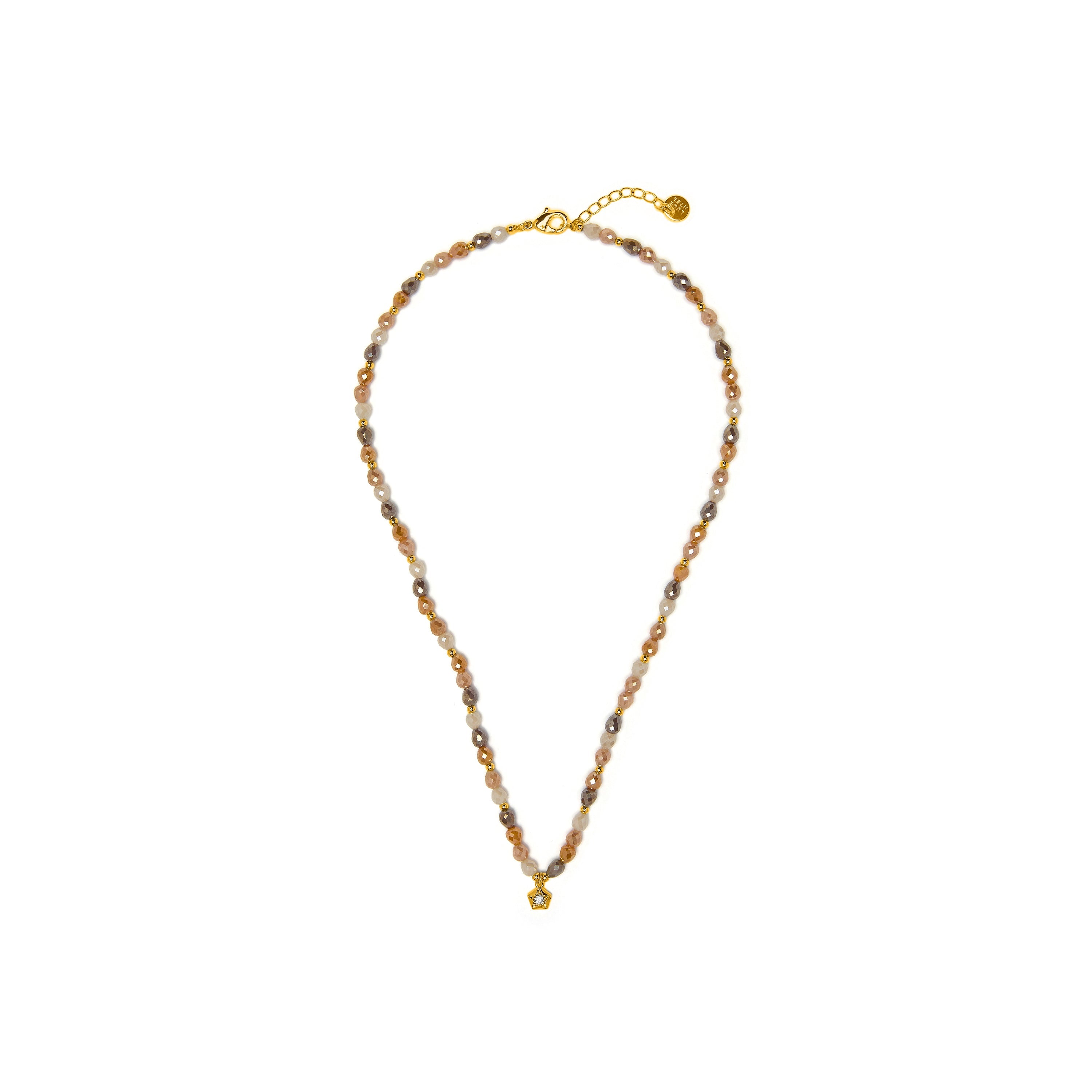 Brown Crystal Necklace with 18k Yellow Gold Finish - Likdu