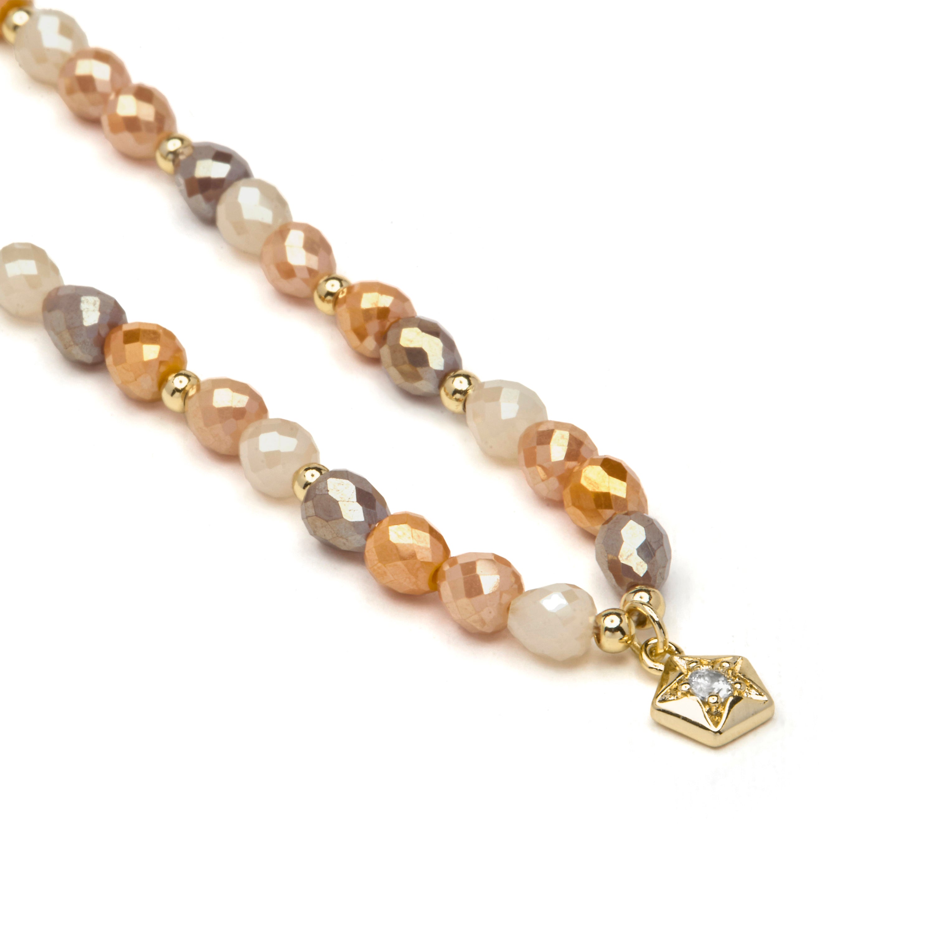 Brown Crystal Necklace with 18k Yellow Gold Finish - Likdu