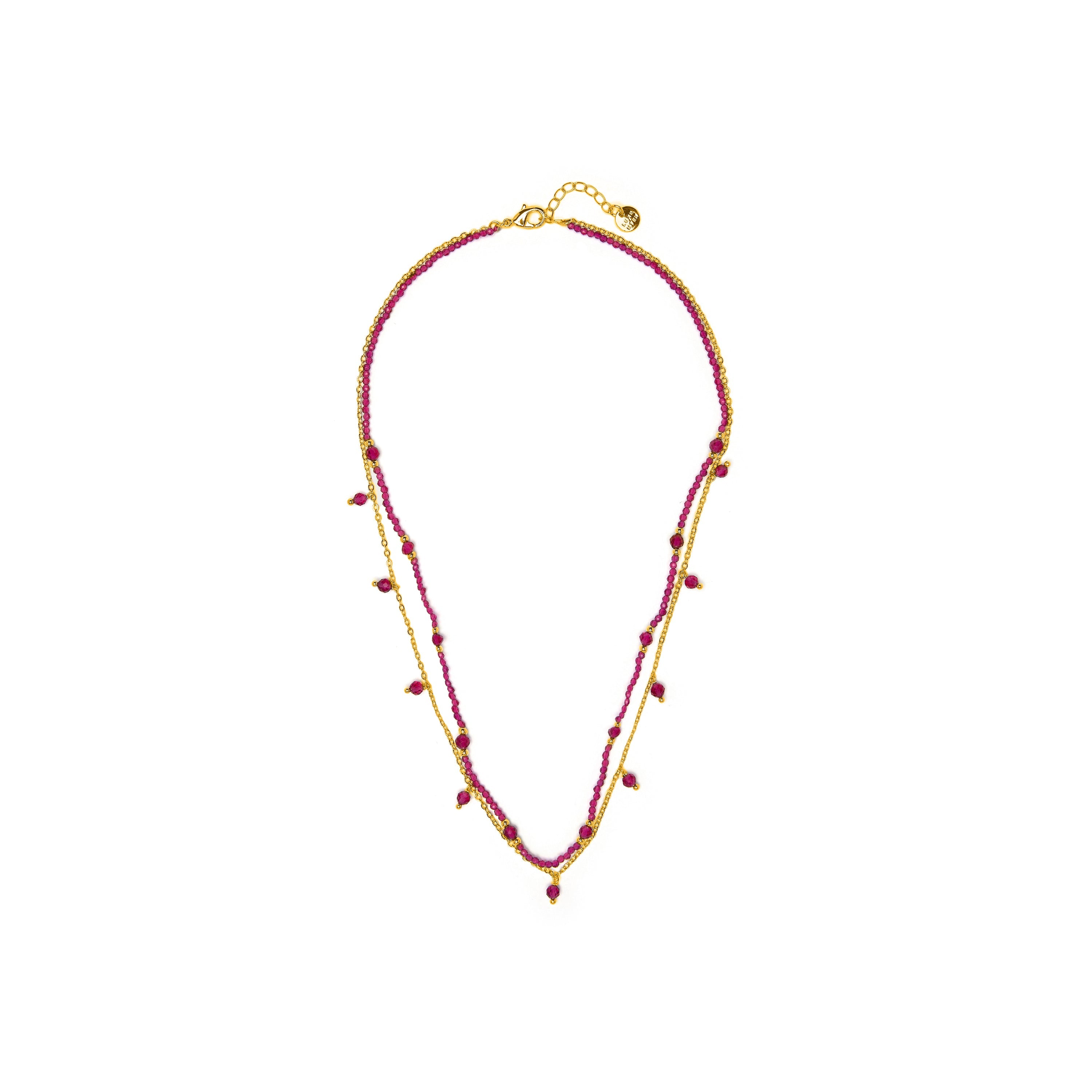 18k Yellow Gold-Plated Rose Crystal Necklace - Aira