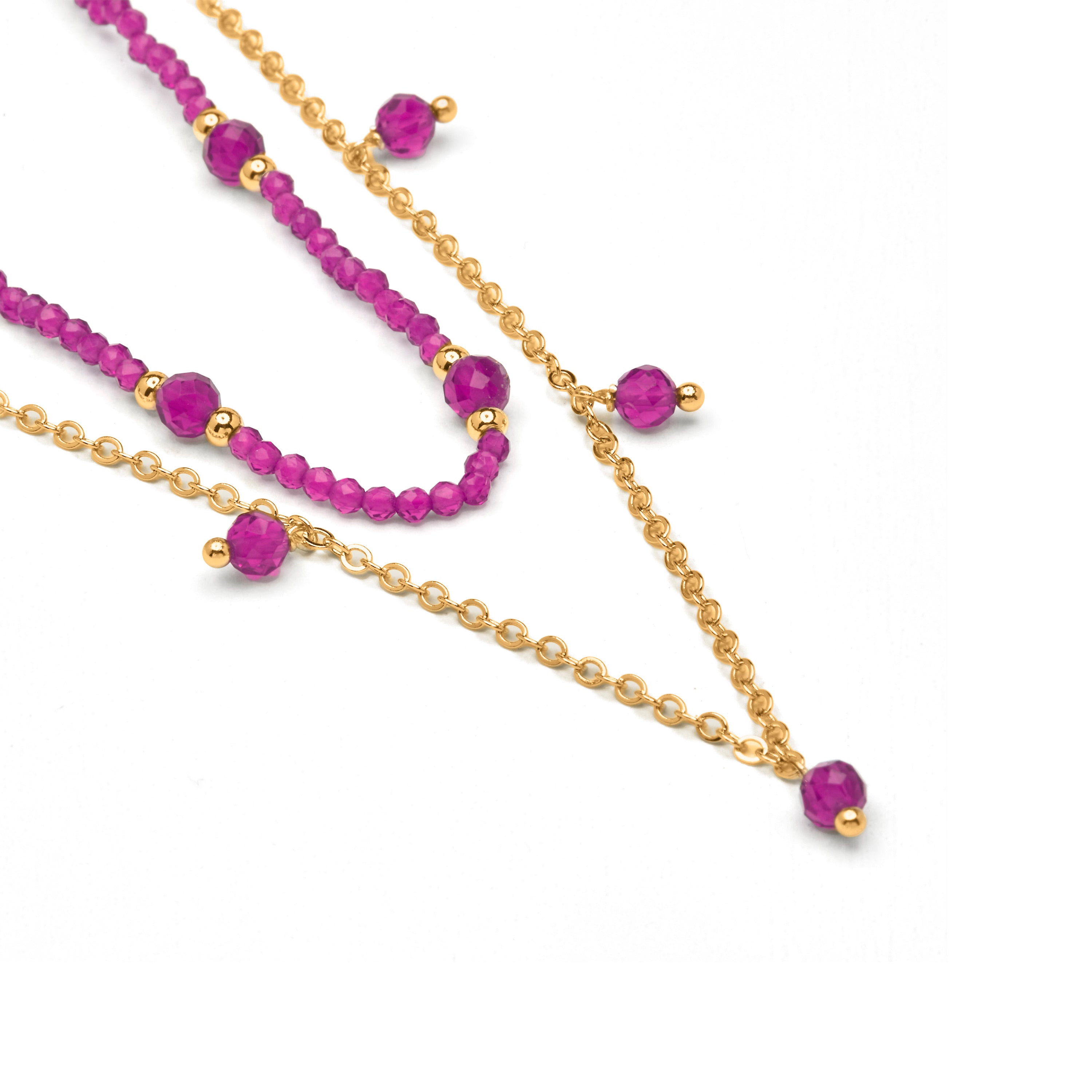 18k Yellow Gold-Plated Rose Crystal Necklace - Aira