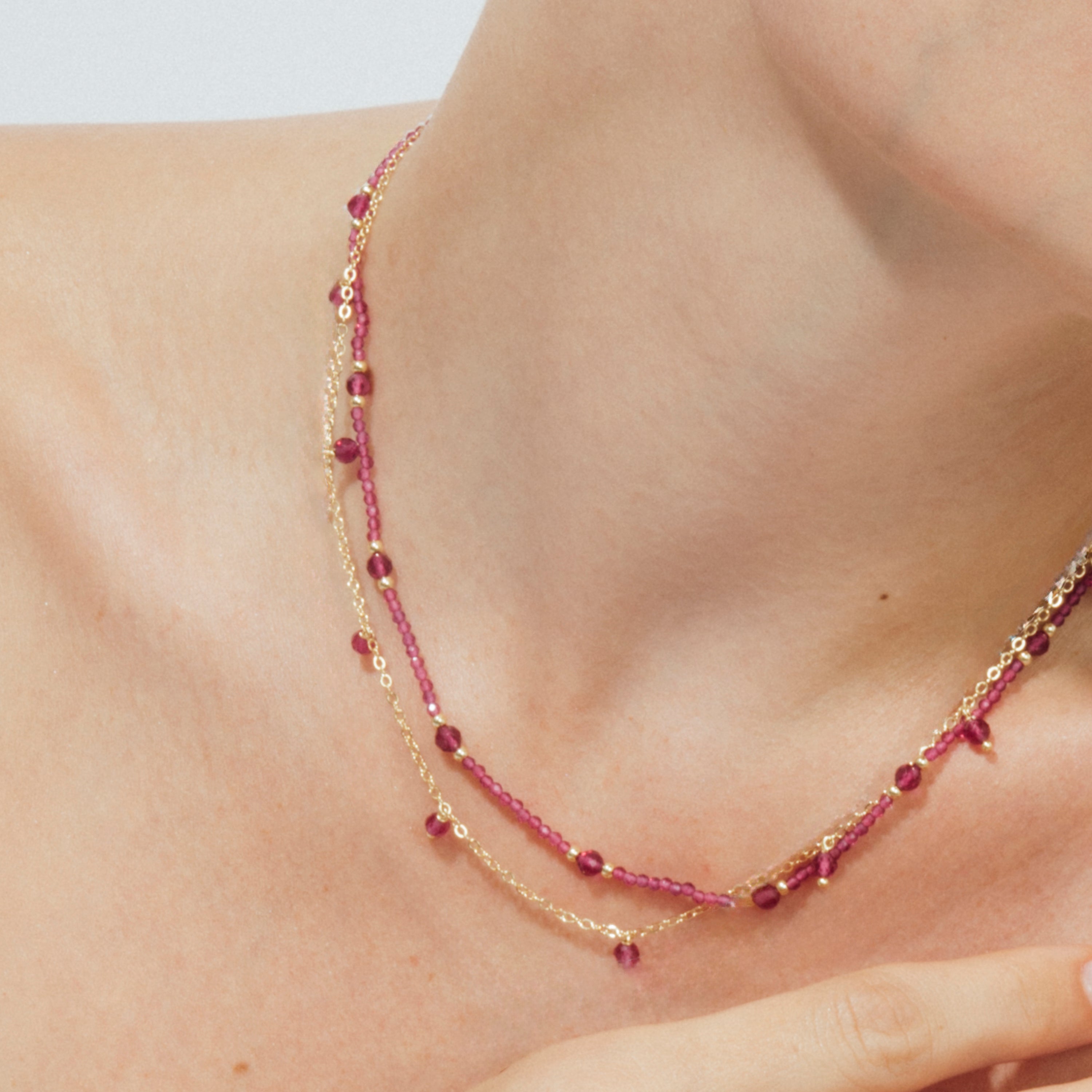 18k Yellow Gold-Plated Rose Crystal Necklace - Aira
