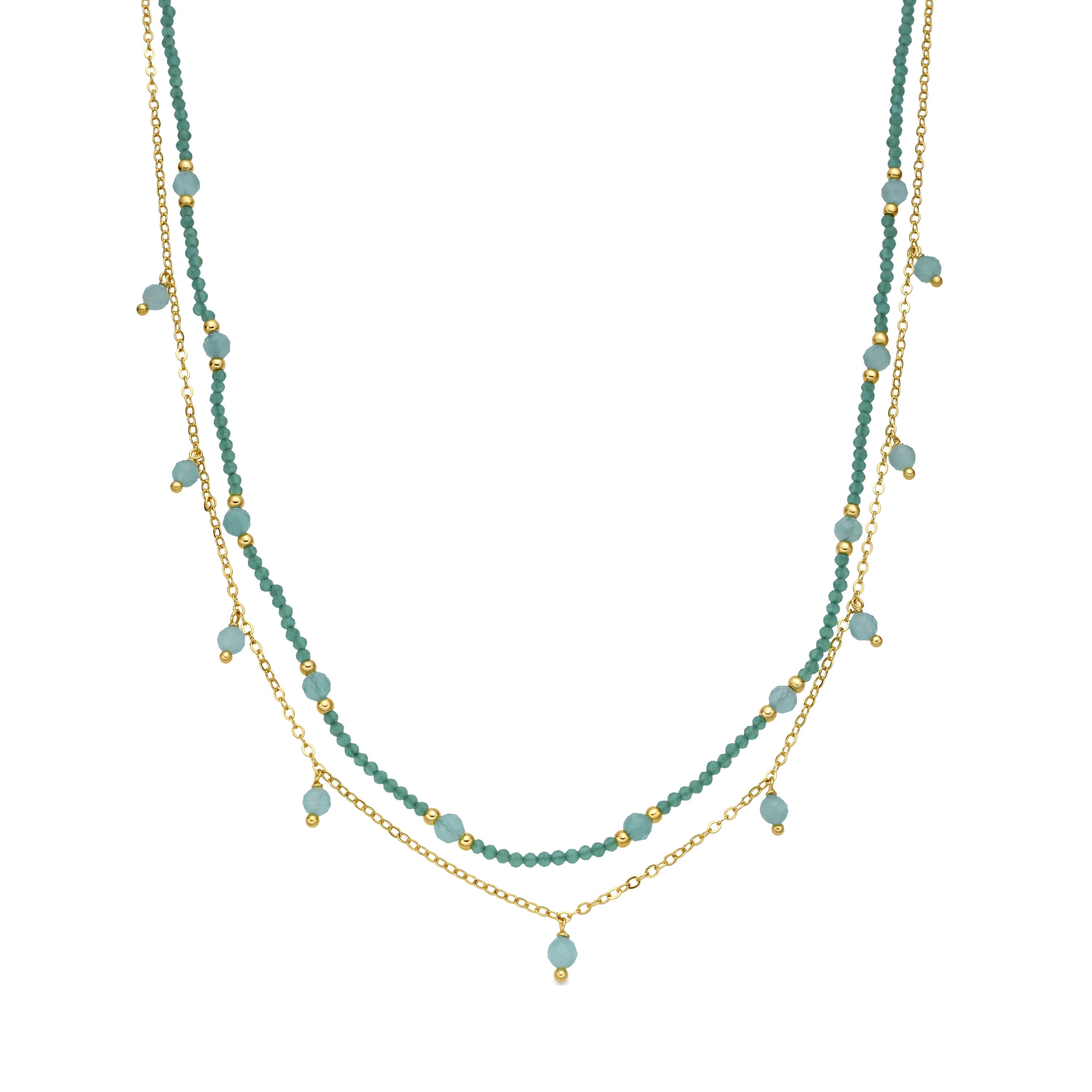 18k Yellow Gold-Plated Green Crystal Necklace - Aira